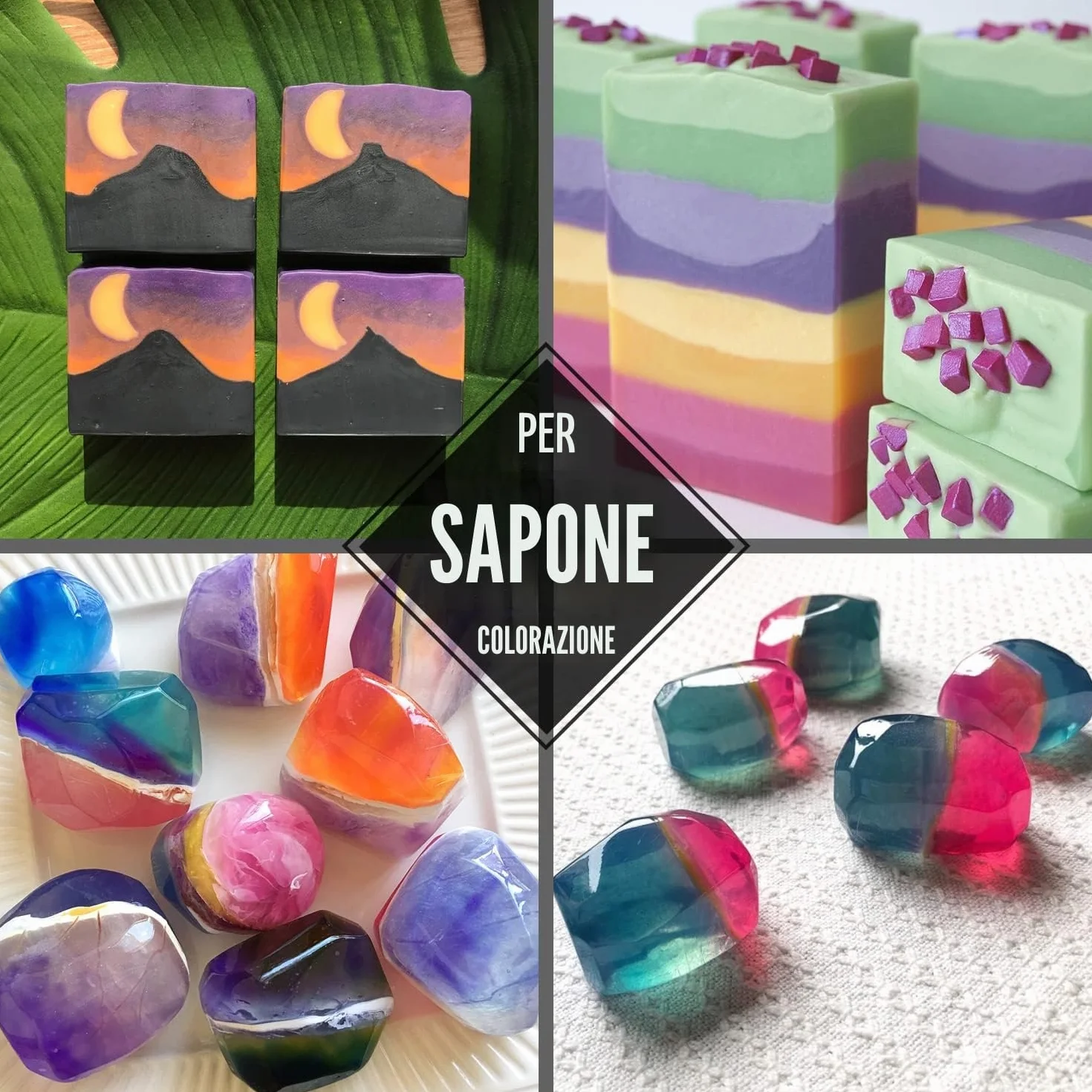 Colorante per Saponi - 24 Colori Coloranti per Sapone Liquido per Produzione di Sapone, Bombe da Bagno - Colorante di Bombe da Bagno concentrato per Saponi Fatti a Mano Fai Da Te, Soaps, Creazioni