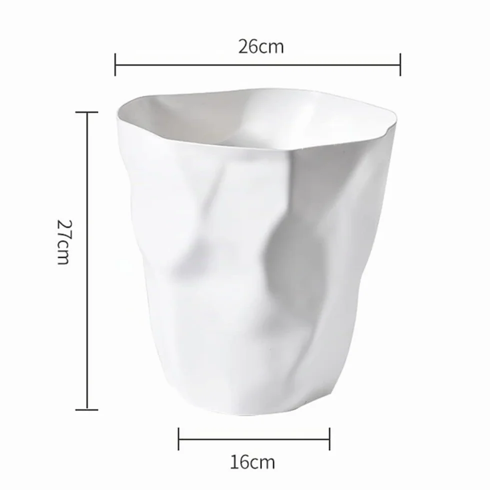 Cestino per la carta in plastica, per l'ufficio e camera da letto irregolare ecologico (bianco)