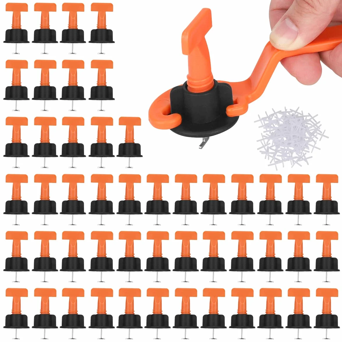 Livellatore per Piastrelle Sistema 151pcs Riutilizzabile, 50 Pezzi Di Livella per Piastrelle + 100 Pezzi Di Distanziatori + 1 Pezzo Di Chiave Inglese, per Costruire Muri Pavimenti