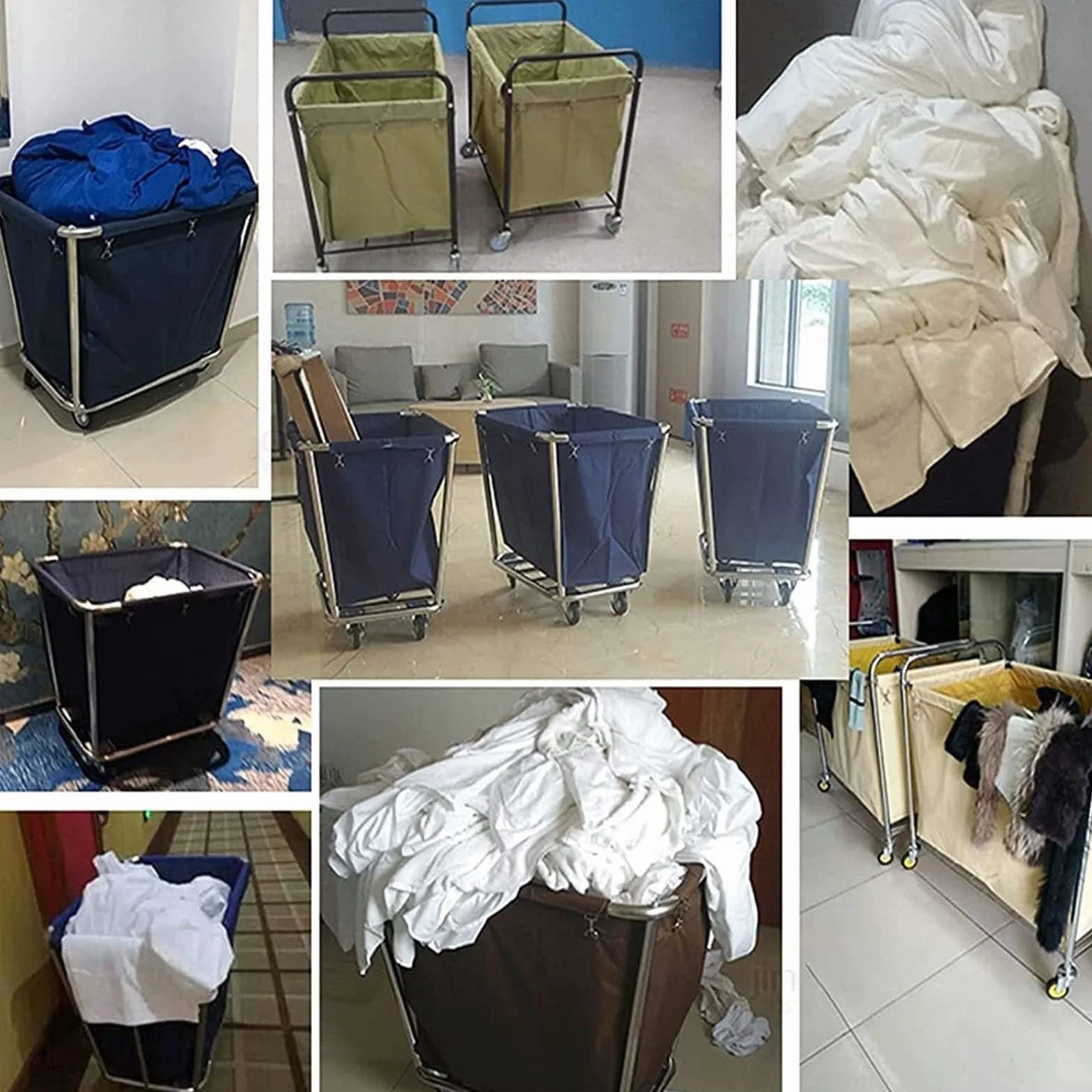 Borsa di ricambio per carrello della biancheria, borsa di ricambio per carrello portabiancheria commerciale rettangolare, cesto portabiancheria, 400 l, staccabile, impermeabile, in tessuto Oxford (B)