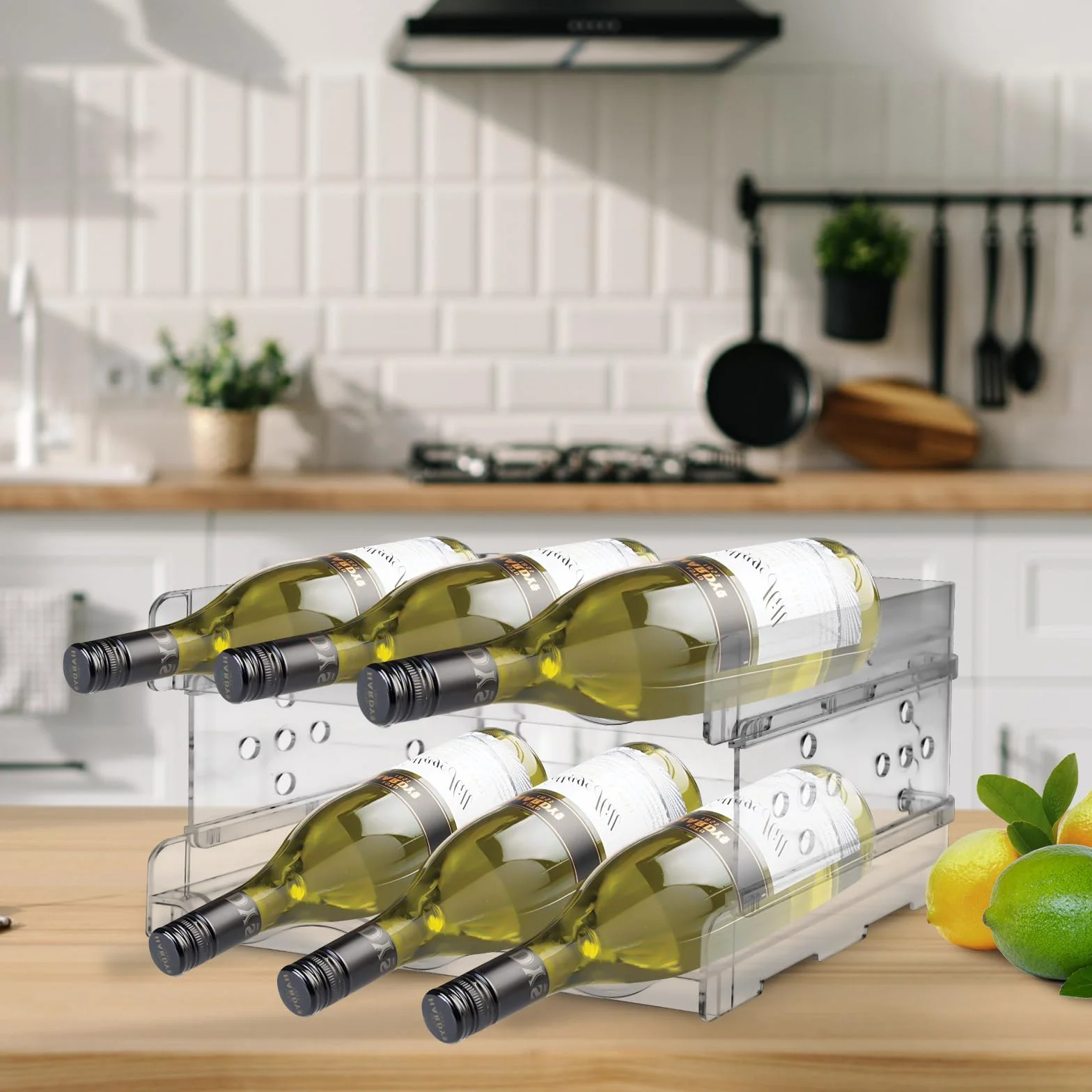 MXTIMWAN Portabottiglie Vino Impilabile per 6 Bottiglie, Scaffale per Cucina