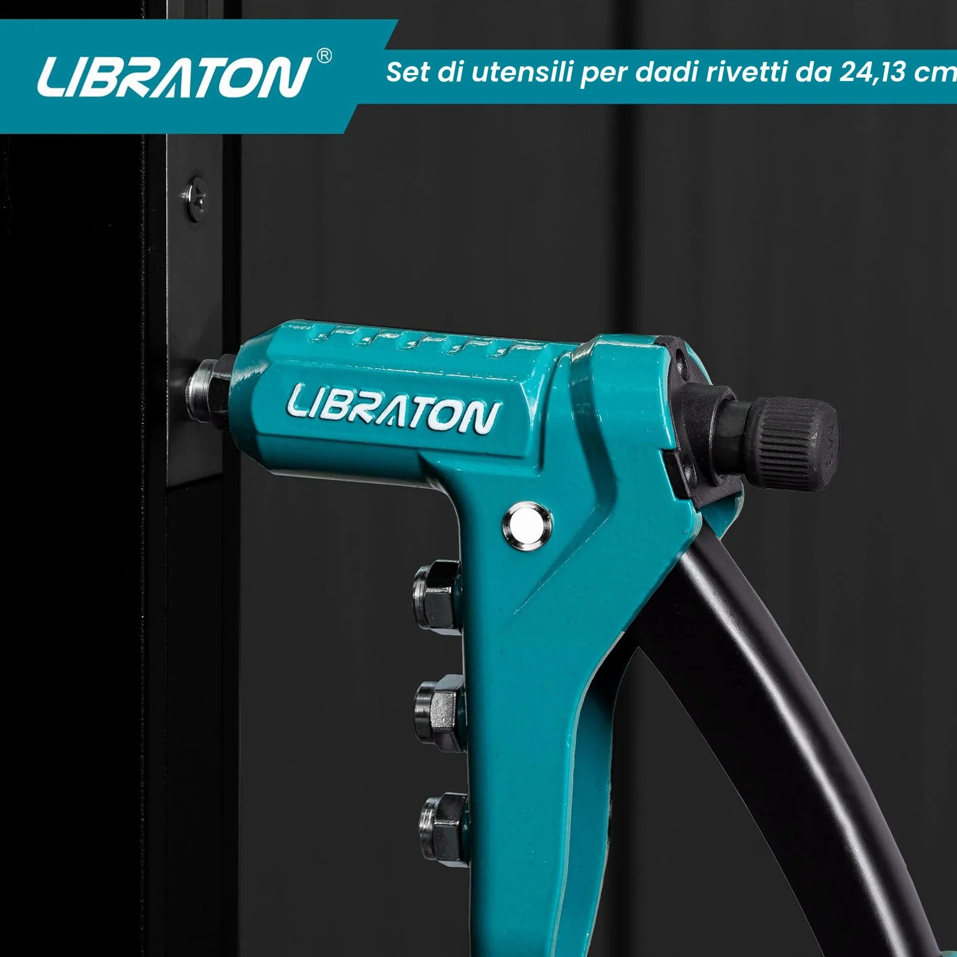 Libraton Dado Rivettatrice Professionale 9,5", Pistola Rivetti Inserti Filettati, Pinza Manuale Rivetti Dadi, 40pz Dadi M3 M4 M5 M6