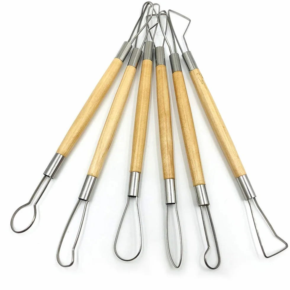 22 strumenti per scultura in argilla, manico in legno, utensili per intagliare la ceramica, metallo e strumenti per modellare l'argilla in plastica, per sculture in ceramica