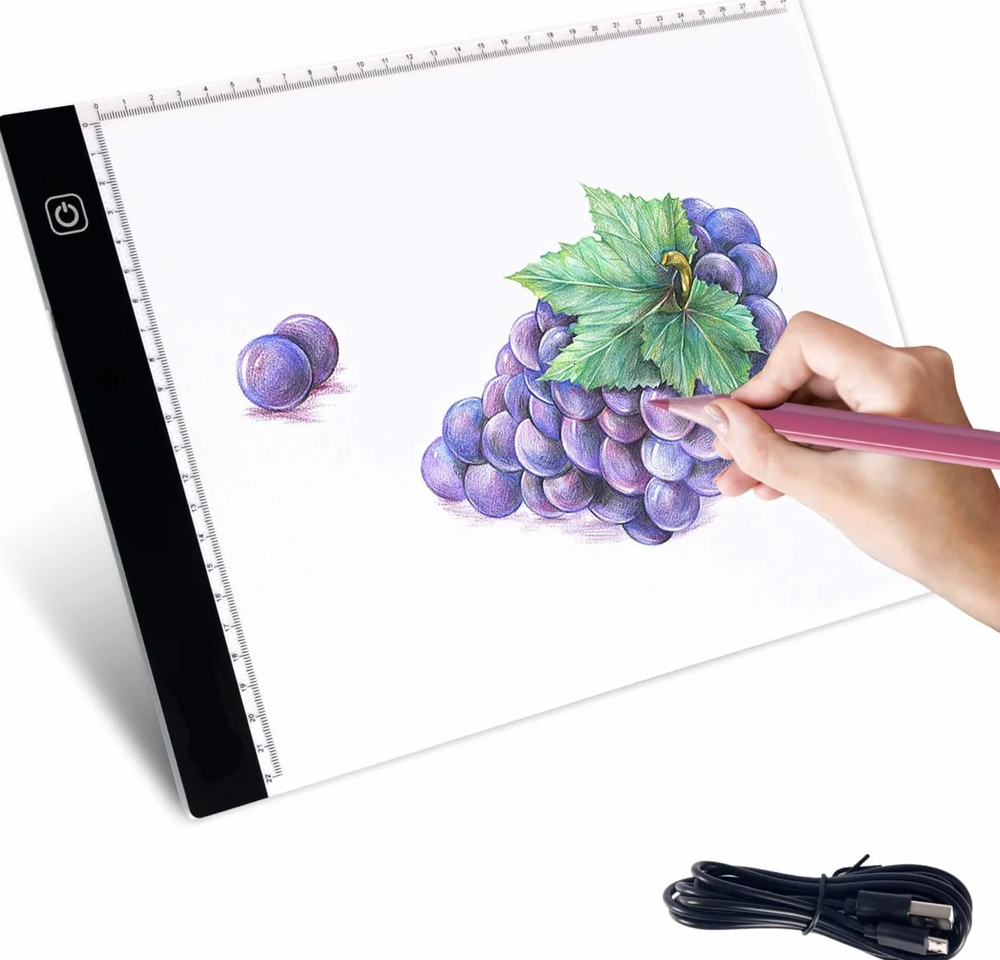 SOUTH AREA - Tavolo Luminoso LED A4 | 7000 LUX, 3 Livelli Luminosità | Ultrapiatto, Portatile | Tavoletta per Artisti, Educazione Bambini, Bianco, Nero