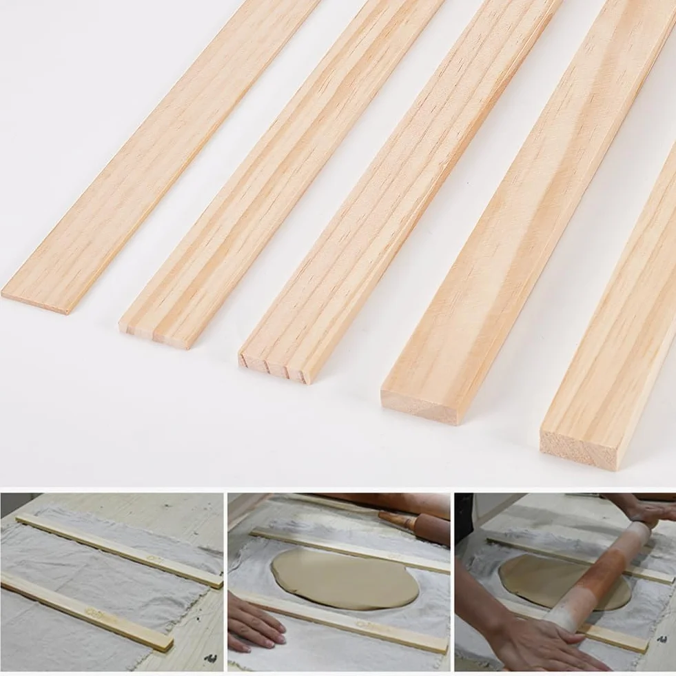 BENECREAT 10 pz Fogli di Legno Strumenti di Ceramica, Guida per Bastoncini di Fango Rettangolare di 5 Dimensione per Lo Spessore Dell'Argilla Polimerica in Ceramica,Halloween Christmas