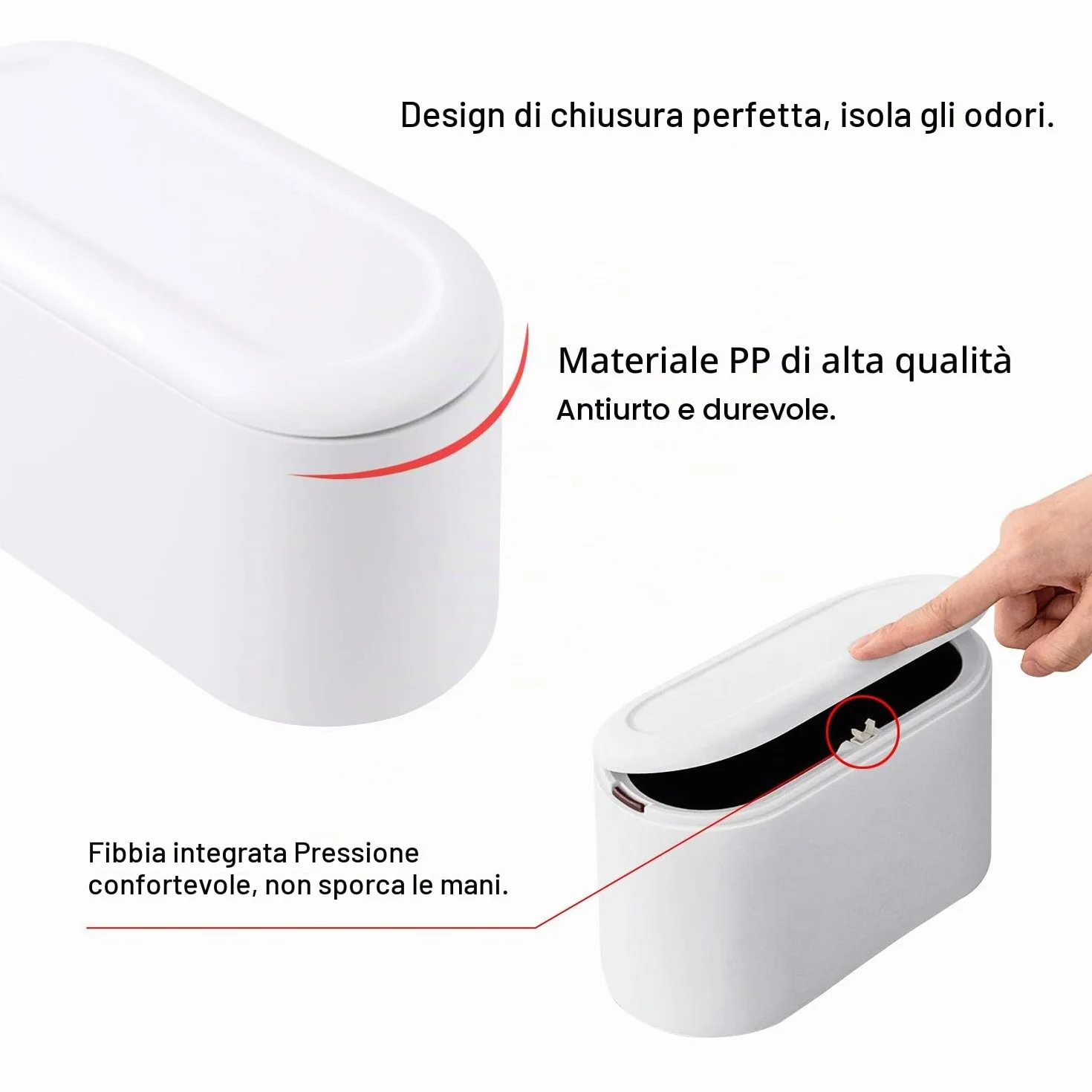 JEEZAO Mini Cestino da Scrivania, Bidone Spazzatura con Coperchio a Molla a Spinta per Cucina Camera Bagno,Contenitore per Alimenti per Animali Domestici