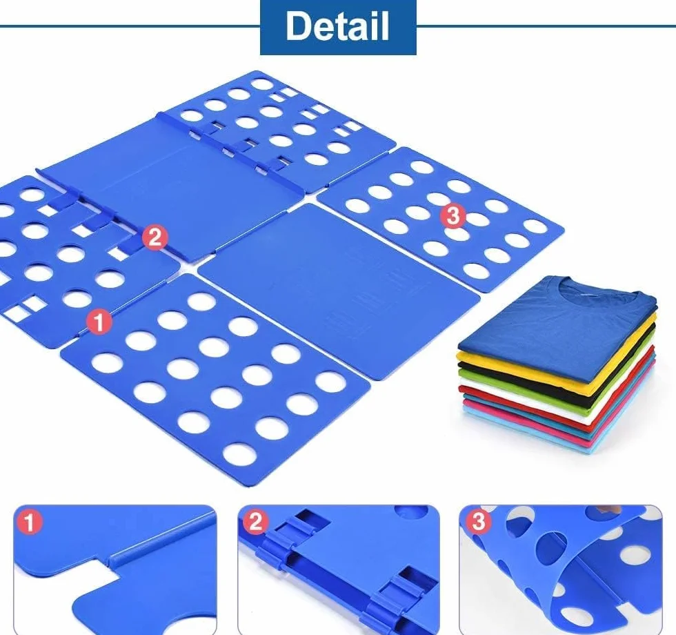 BoxLegend Piega Maglietta Adulti per t Shirt Piega Camicie Cartella per Vestiti Facile e Veloce per Piegare i Vestiti da Bambini Blu