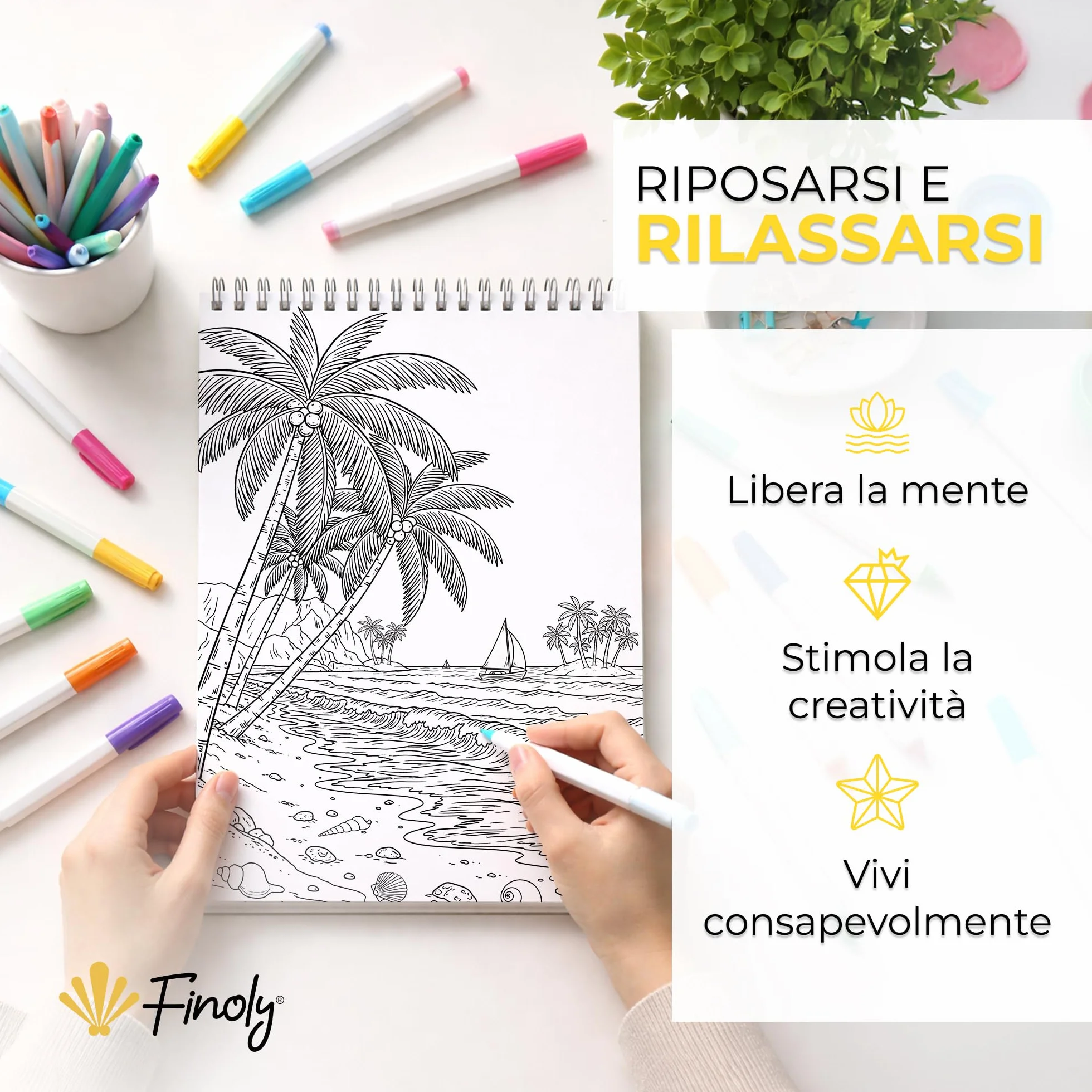 Libri da Colorare per Adulti Paesaggi A4 Riduce lo Stress Album da Colorare per Adulti Principianti e Esperti Mindfulness Inchiostro Non Che Trapassa