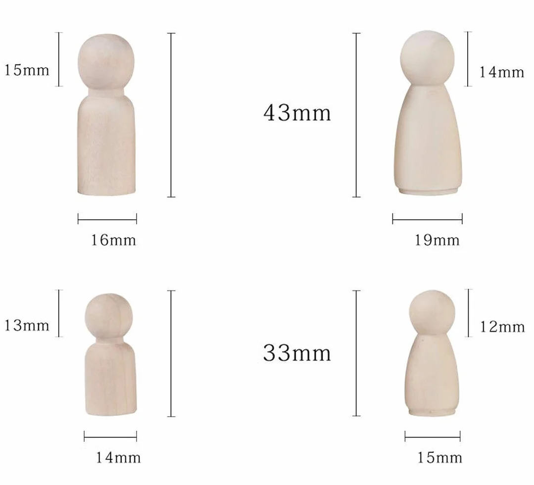 50 figure in legno Bambola di Legno Ragazze Decor Fai da Te Decorazione Bambola Artigianato Bambole di Legno Pittura Bambole di Legno (50 Pezzi)