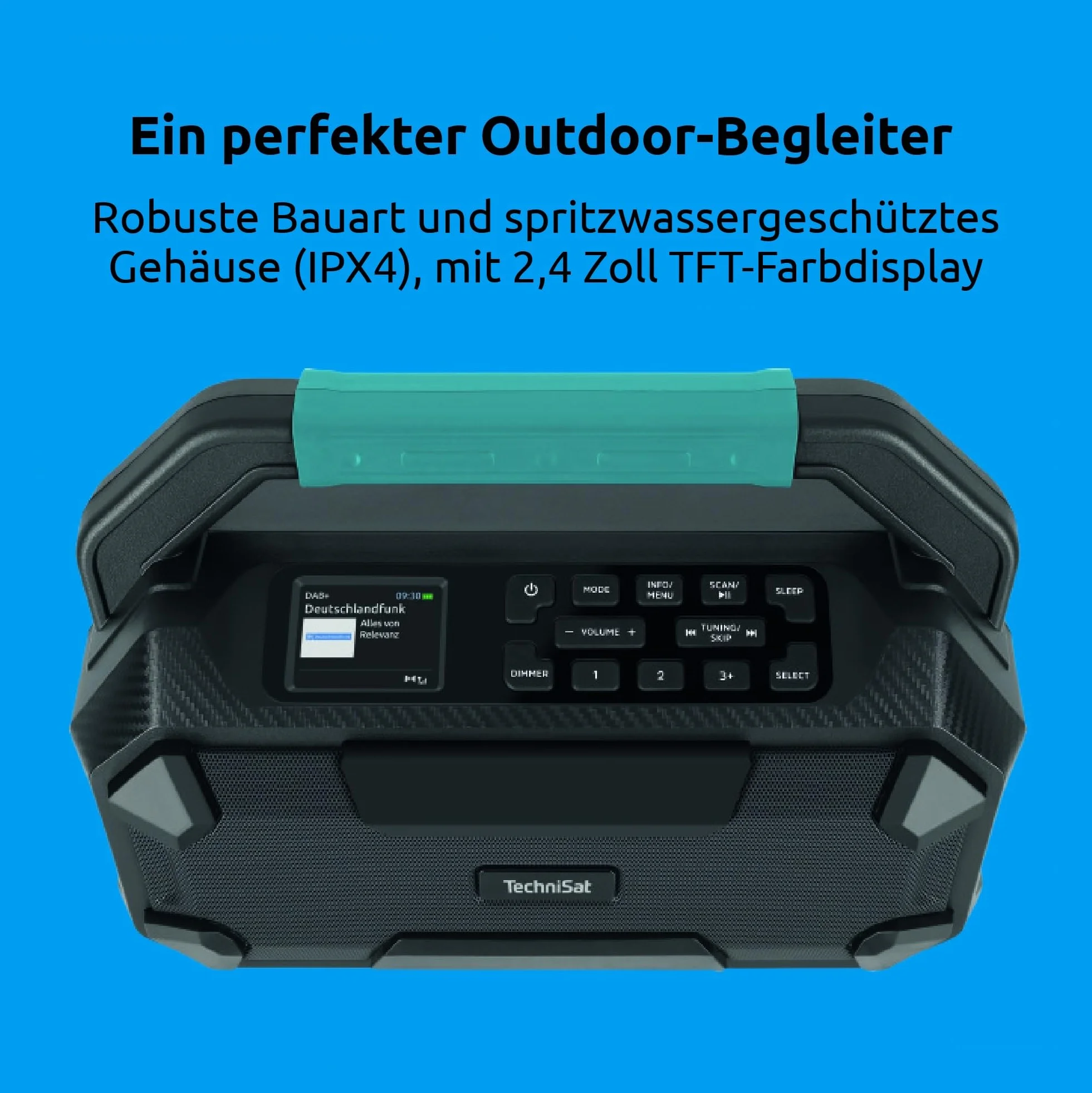 TechniSat Viola 231 OD - Batteria Makita Radio da cantiere compatibile (DAB+, FM, AUX, Bluetooth, IPX4, resistente agli spruzzi, 2 altoparlanti stereo da 15 W)