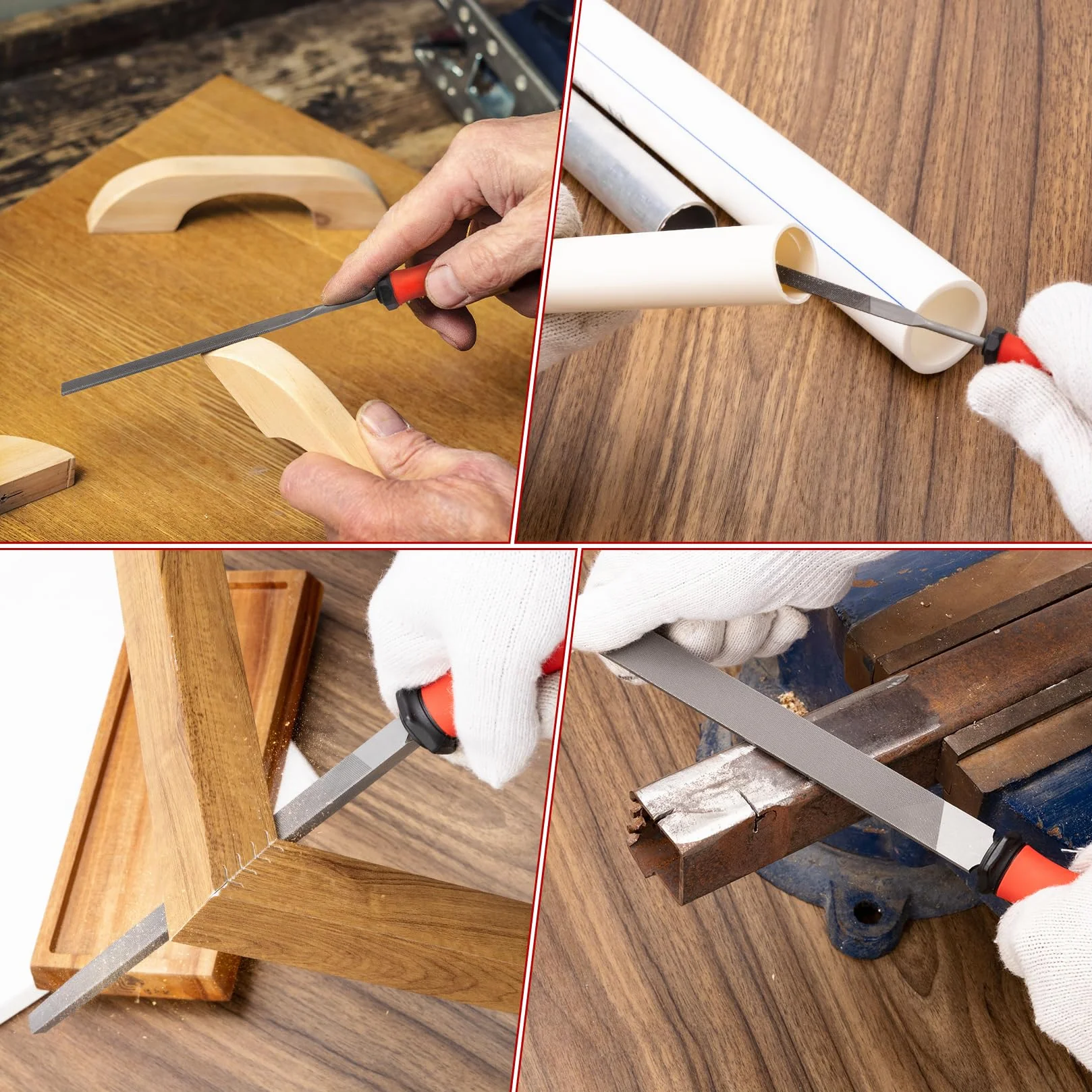 SHALL Set di 17 Lime in metallo, per metallo, legno e plastica, 4 lime a mano e 12 lime ad ago, spazzola metallica, Raspe di alta qualità con scatola portaoggetti