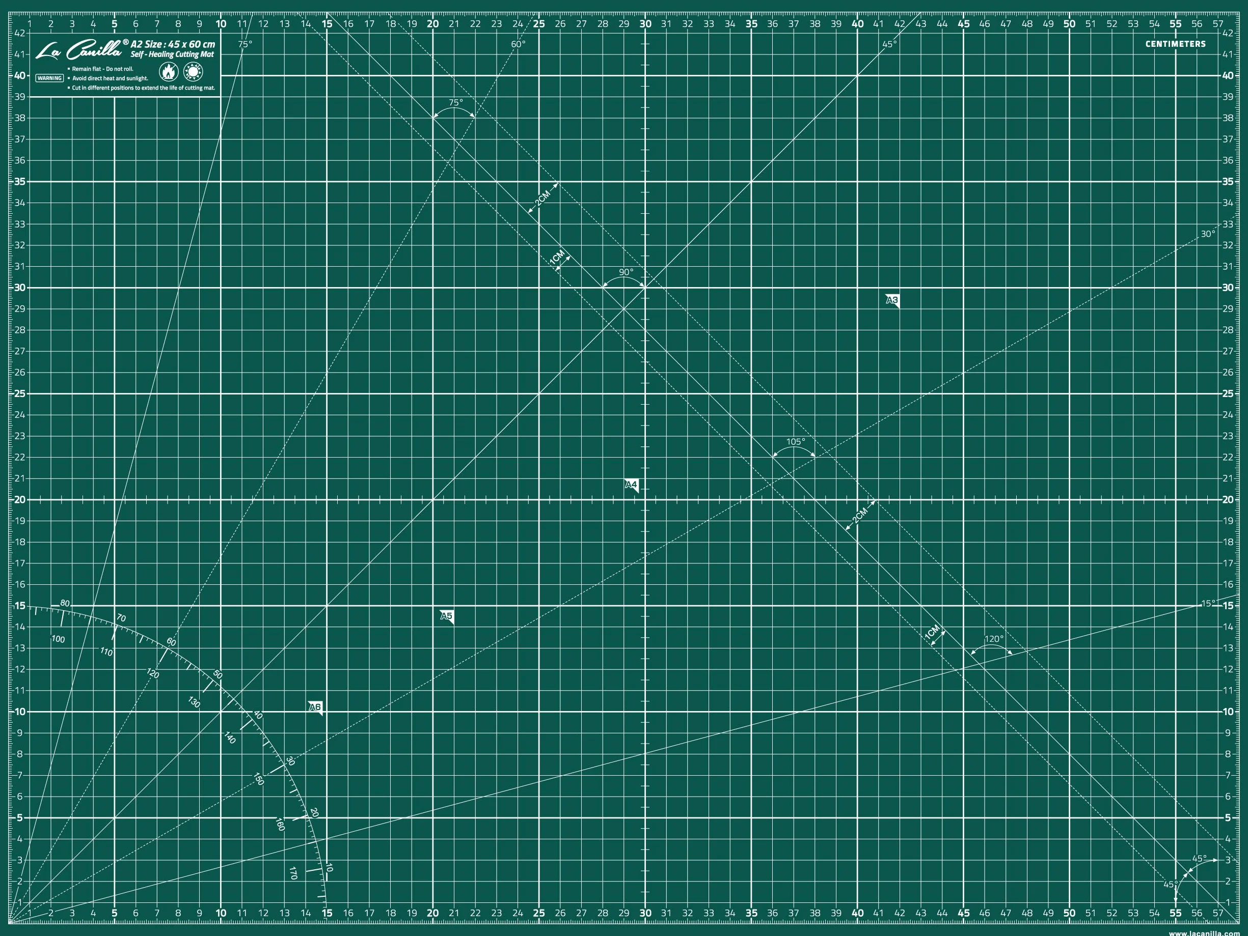 La Canilla Tappetino di Taglio Autorigenerante A2 (60x45 cm - 24x18") Tappeto Piano Antitaglio Grande per Cucito, Patchwork Modellismo | Cutting Mat Contrassegnato in Centimetri e Pollici