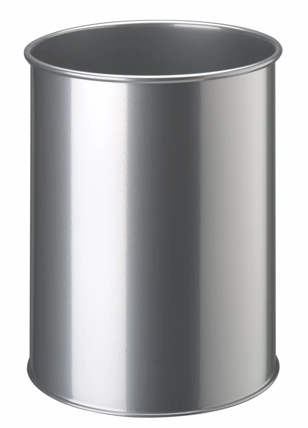 Durable Cestino cilindrico in acciaio verniciato, cestino ufficio, cestino spazzatura, cestino bagno, cestino cameretta, 15 litri, argento, 330123