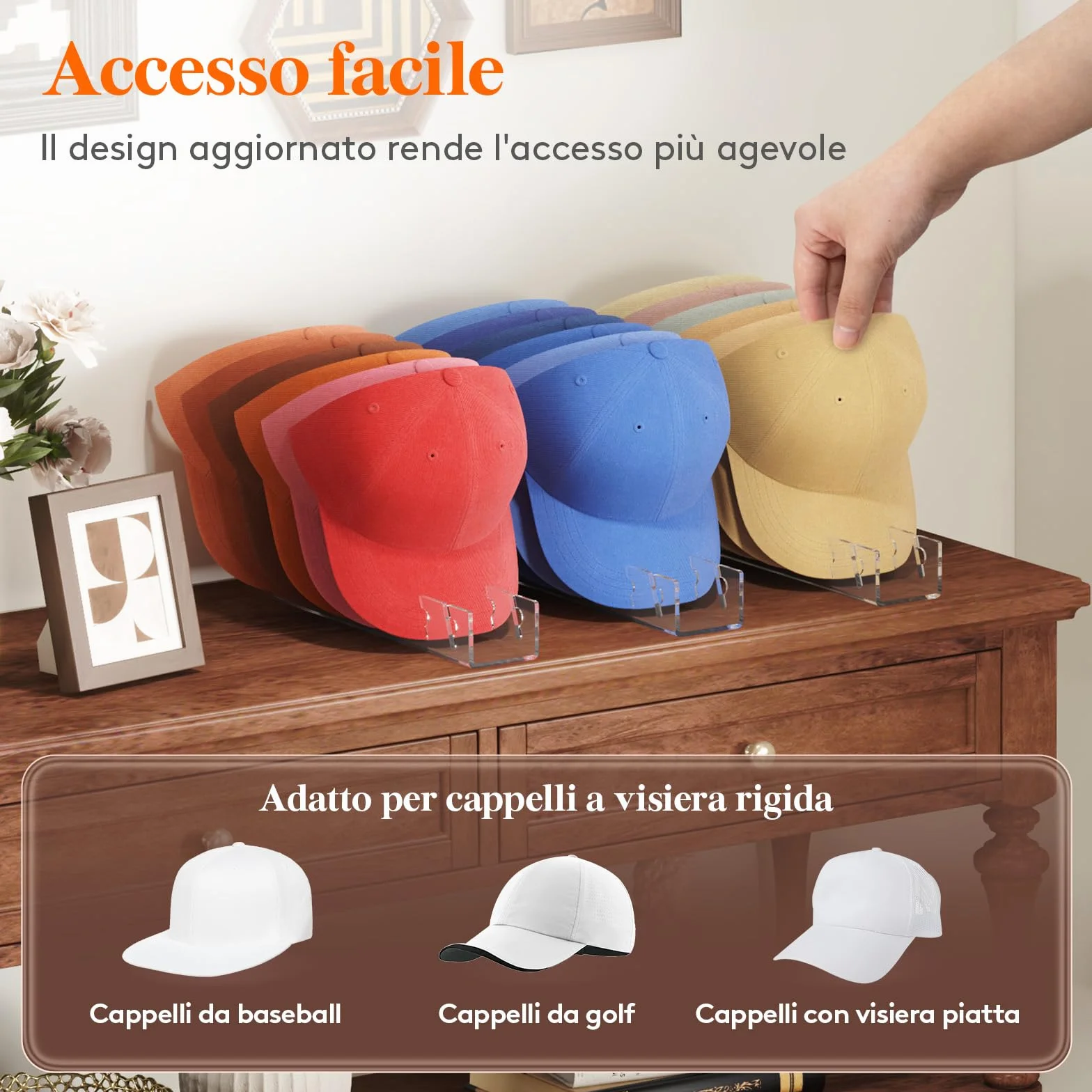 Lifewit 2 Pezzi Porta Cappellini con Visiera, Plastica Porta Cappelli per Berretto da Baseball, Trasparente
