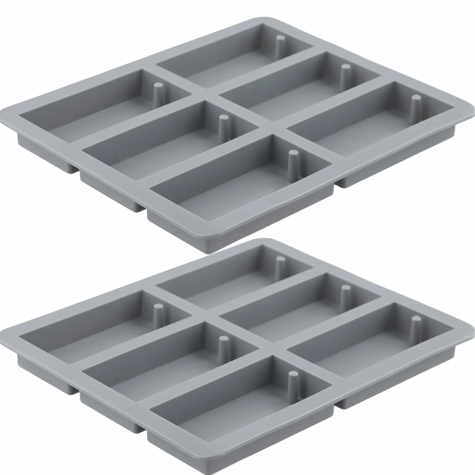 Stampi per Sapone, Stampo Silicone Rettangolare, 2 Pezzi Stampo per Sapone 6 Cavità Rettangolari, Riutilizzabile, Per Saponi, Cupcake, Cioccolatini, Biscotti, Cubetti di Ghiaccio
