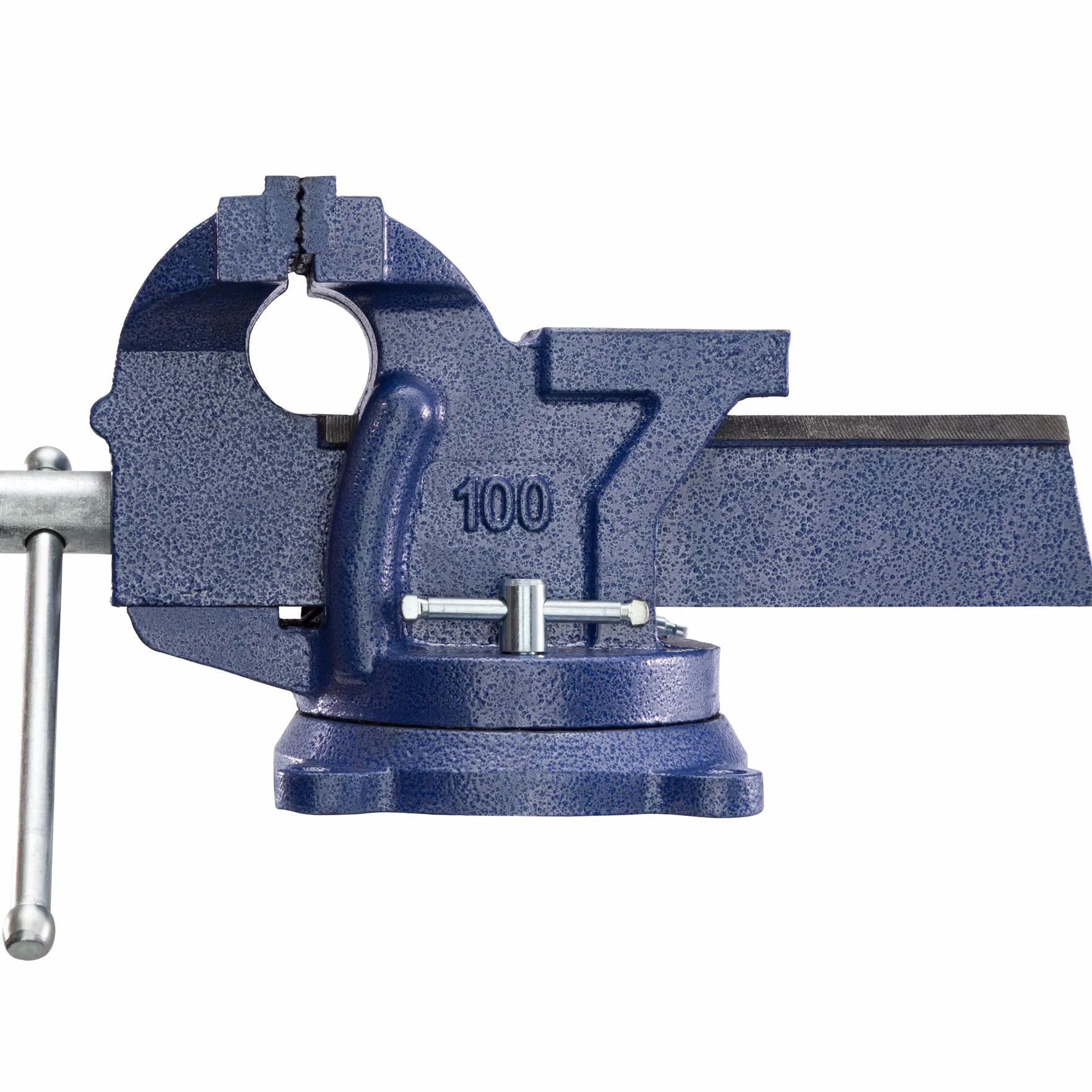 tectake® Morsa da Banco Ghisa 27x10x15 cm, Morsa da Falegname con Incudine per Banco da Lavoro, Attrezzi Falegnameria, Base Girevole, Apertura 125 mm, Ideale Fai da te in Garage o Officina - Blu