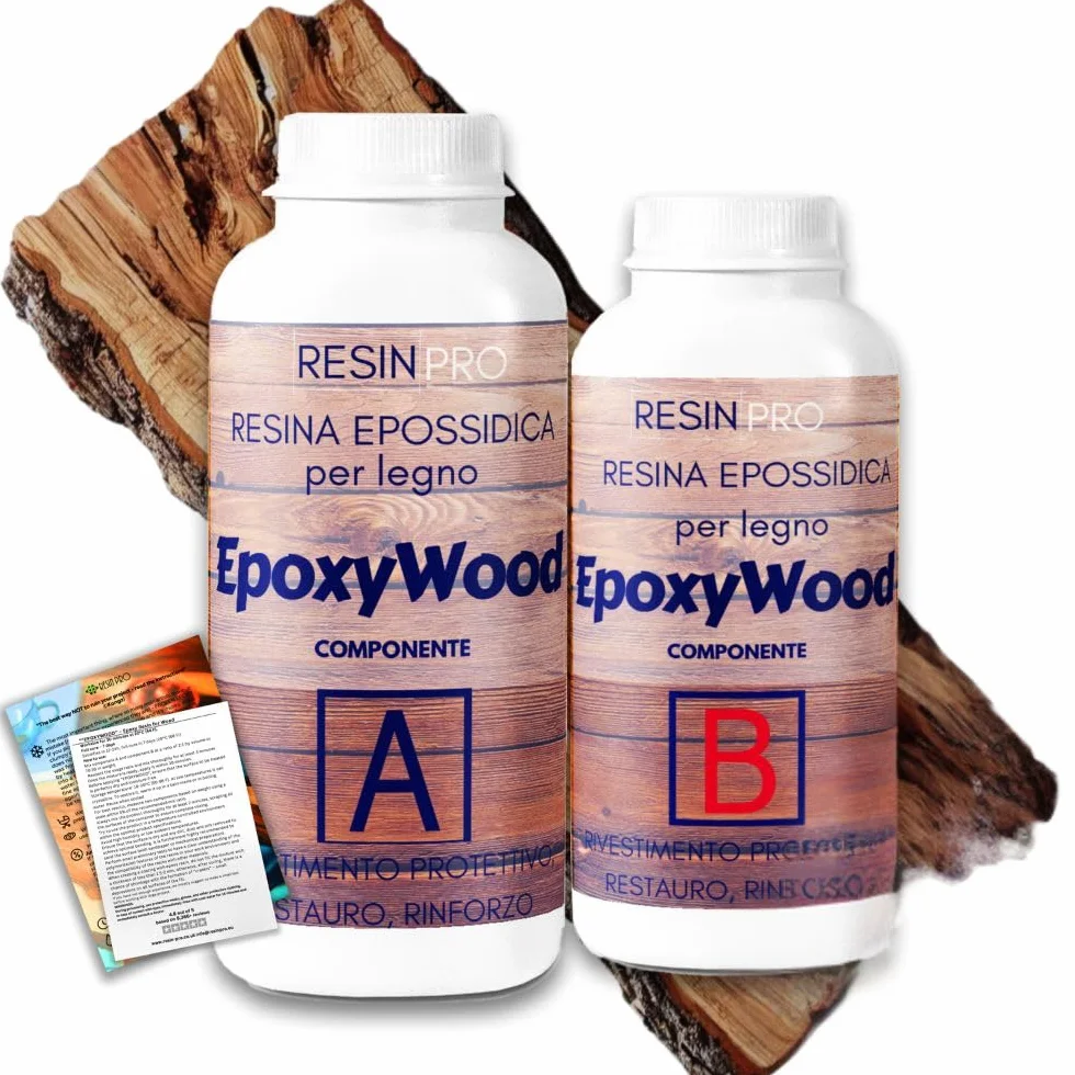 Resin Pro EPOXYWOOD 1.5 KG Resina Epossidica per Legno - Rivestimento protettivo, Restauro, Rinforzo