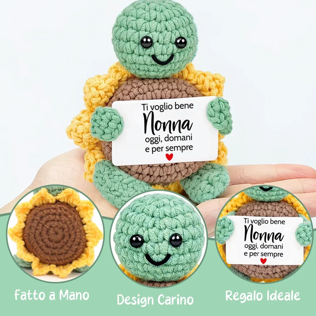 Regalo Della Nonna Compleanno Tartaruga Lavorata a Maglia con Girasole Personalizzato