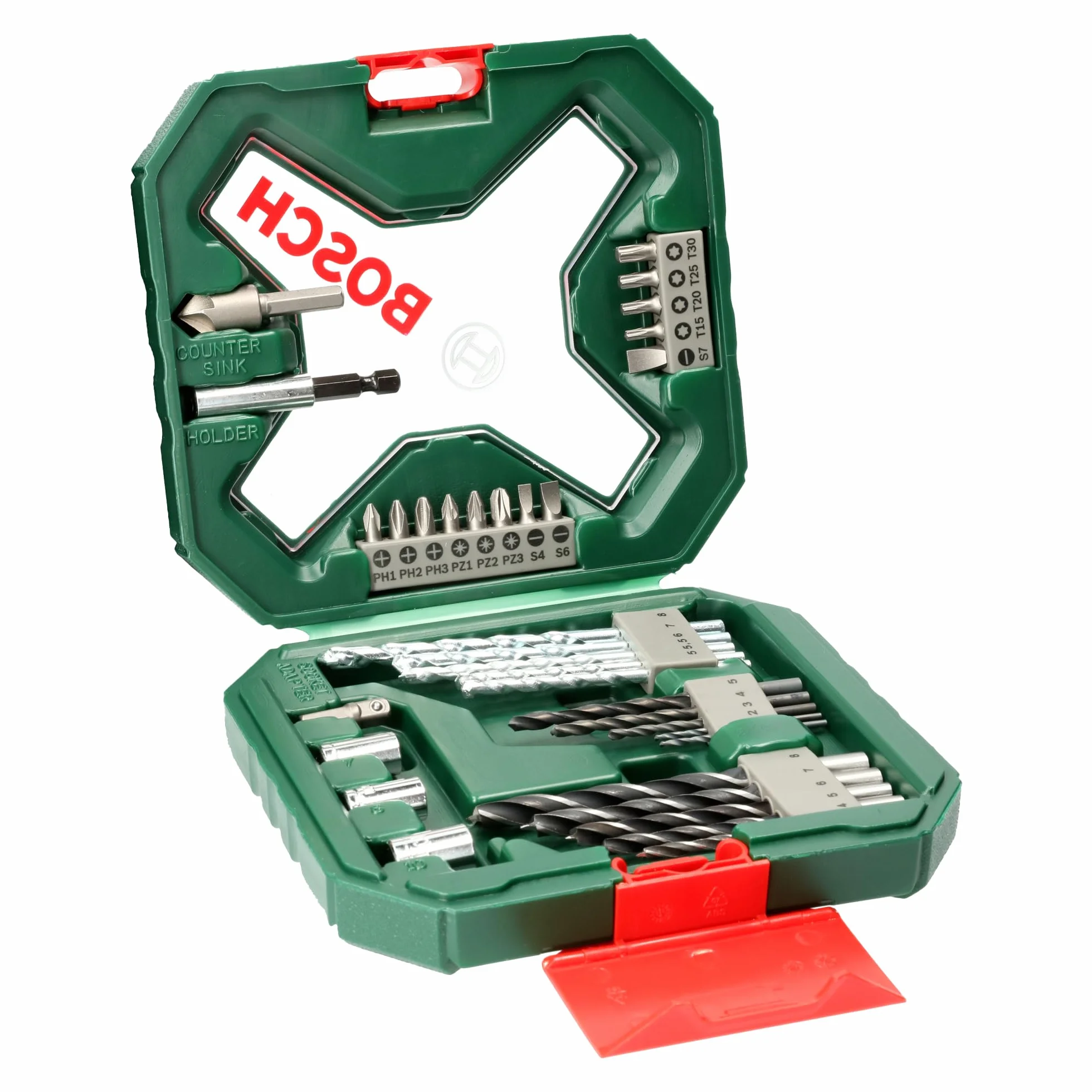 Bosch Set da 34 Pezzi di punte e bit avvitamento in titanio X-Line (per legno, pietra e metallo, accessori trapano)