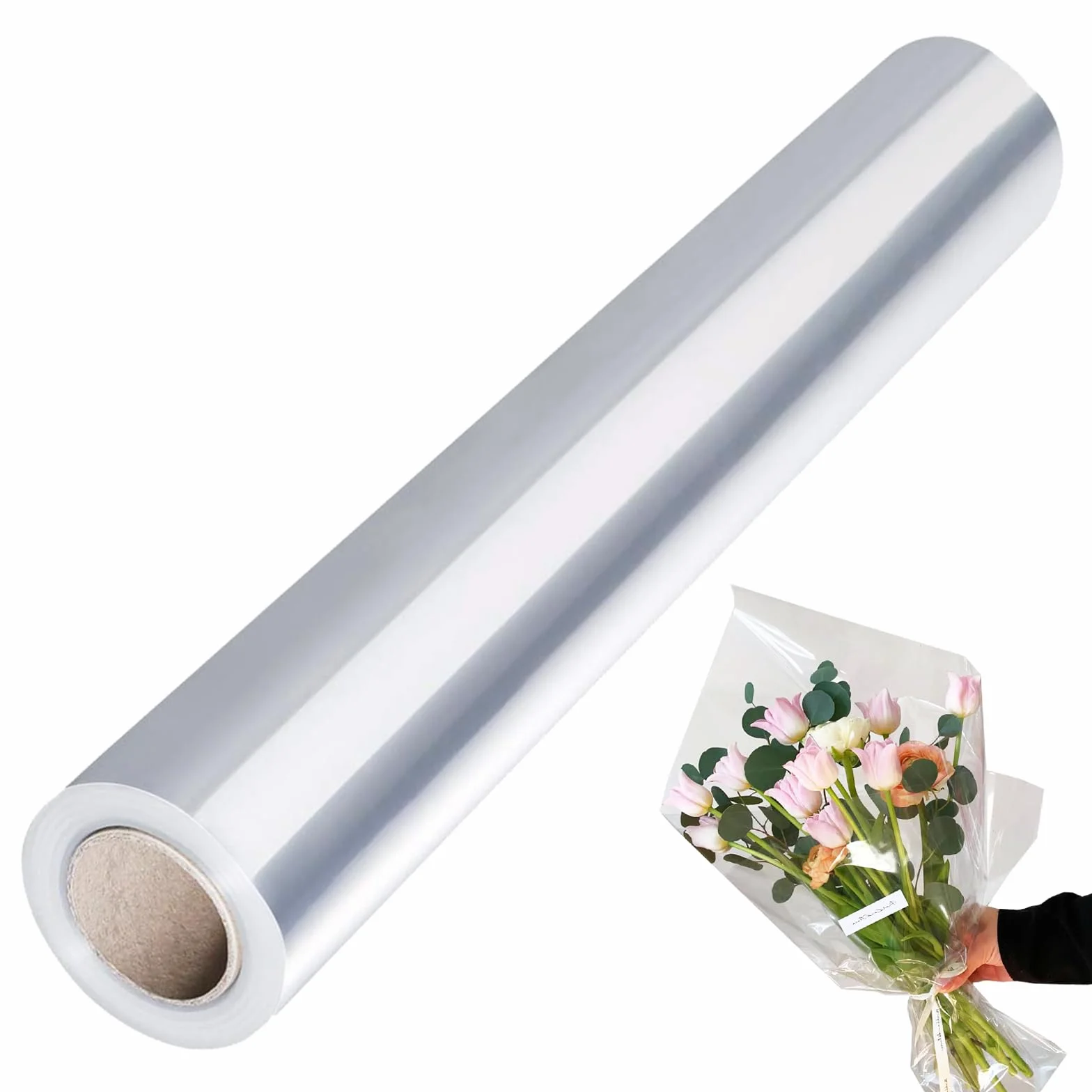 Carta Trasparente per Confezioni，80 cm x 30 m Cellophane per imballaggio Cellophane carta da regalo，per Fiori, Regali, Cesti, Imballaggi Artistici