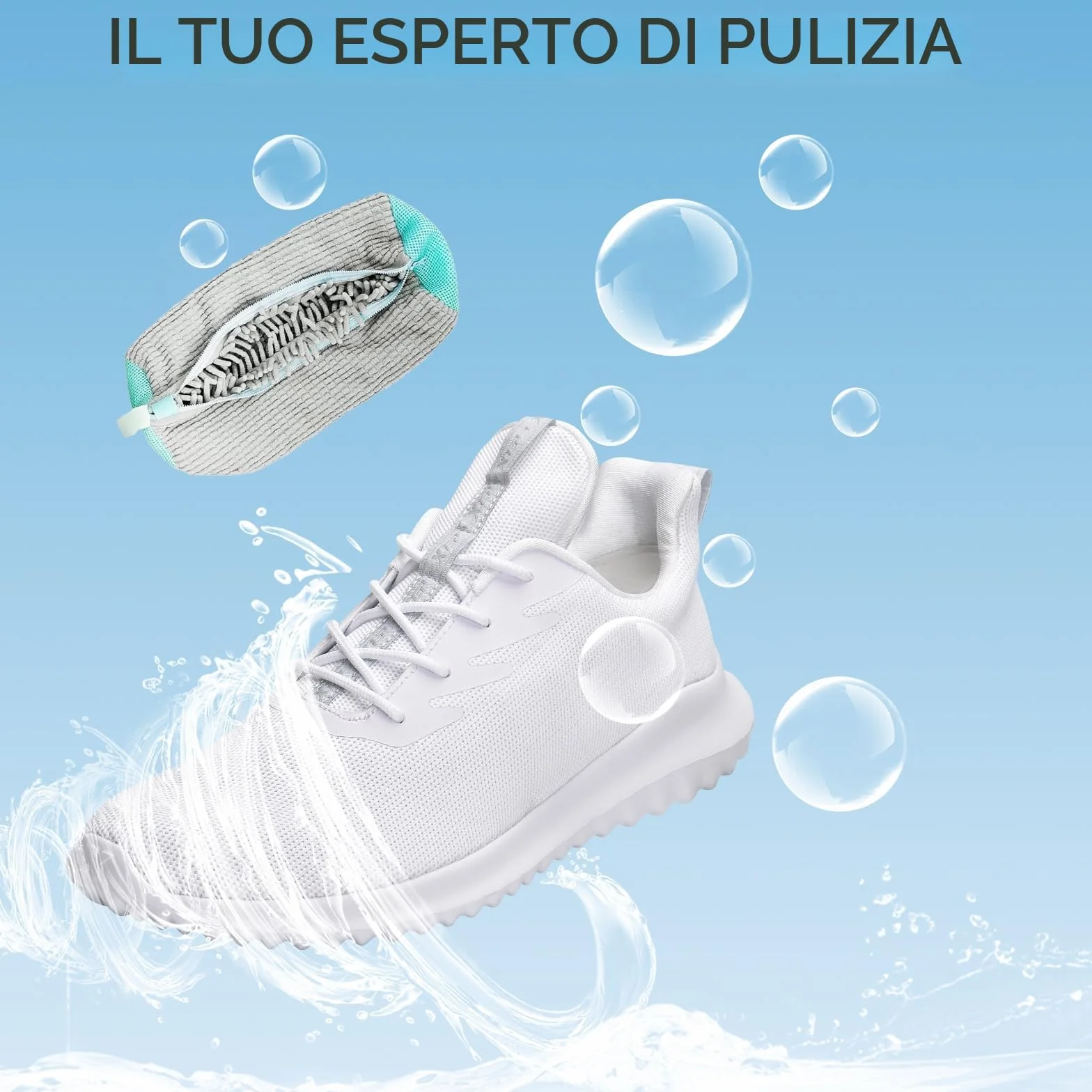 sacca per lavare le scarpe in lavatrice,sacca lavaggio scarpe lavatrice,sacco per lavare scarpe in lavatrice,sacchetto scarpe lavatrice - Grigio 2 Pezzi