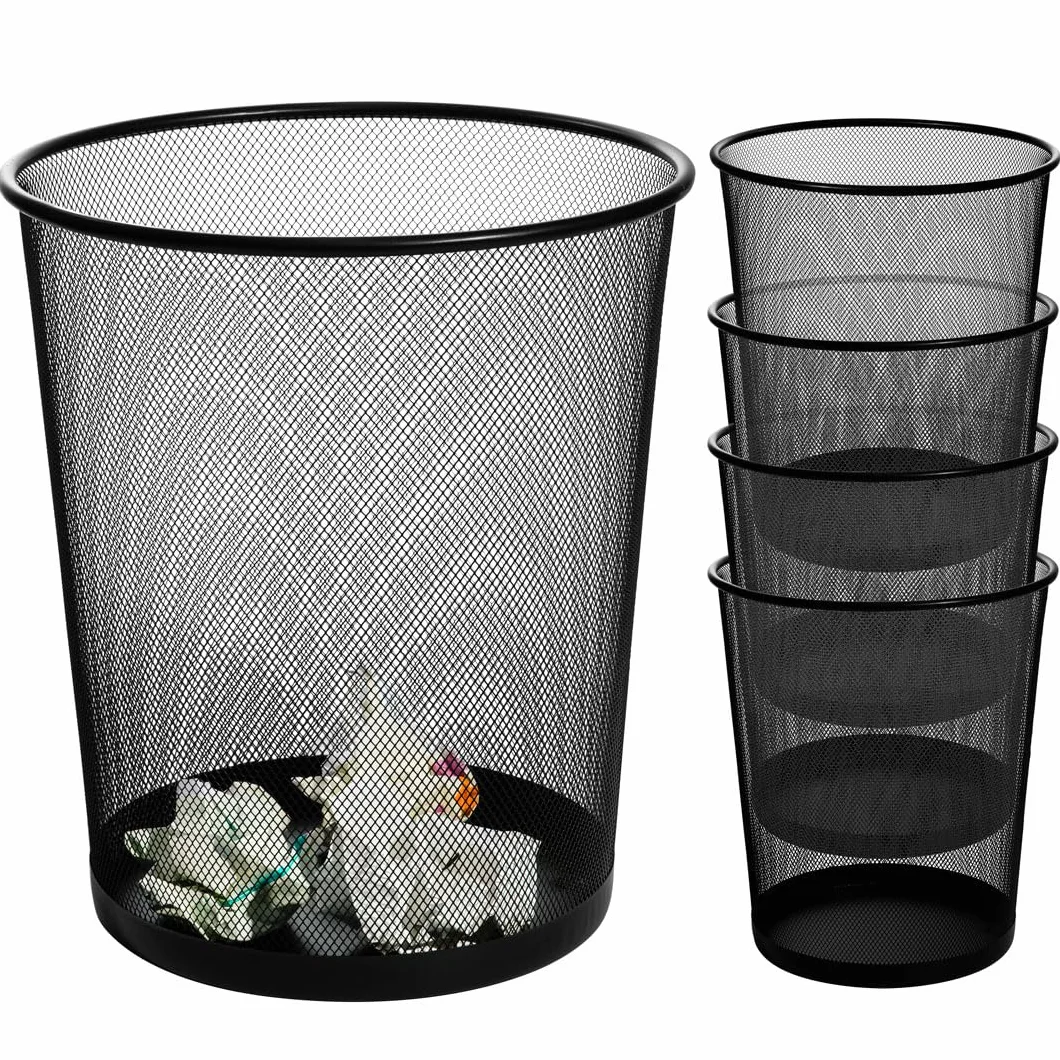 Danieli - Cestino Gettacarte in Rete Metallica per Ufficio e Scrivania. Pattumiera con Rete Nera per Arredamento Interno. Cestino Nero da 15 L Perfetto per Arredo Interno. Kit da 5 Unità.