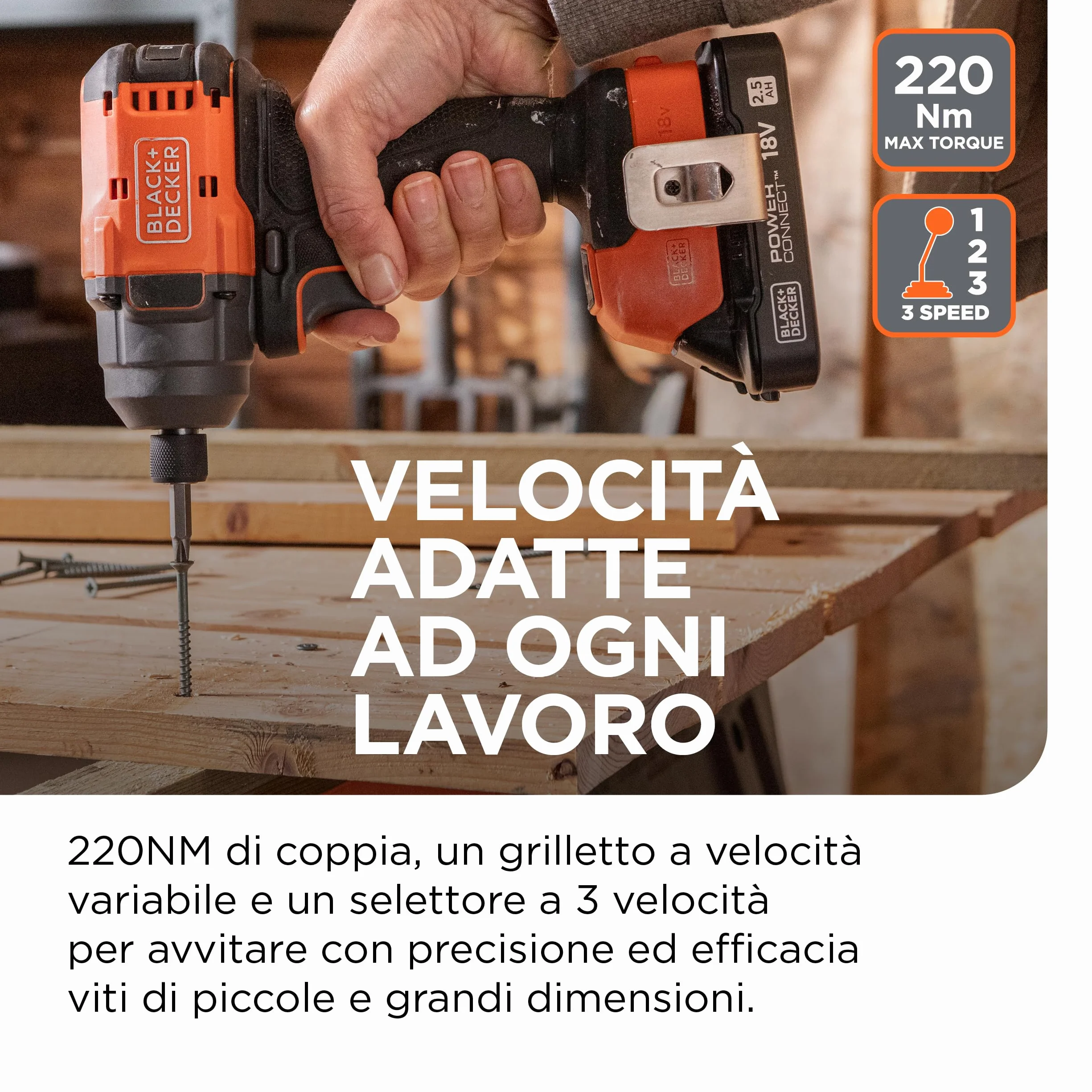 BLACK+DECKER Azionatore a impulsi senza spazzole, avvitatore a impulsi senza fili e 20 punte, senza batteria o caricatore, BLIM78NZ-XJ