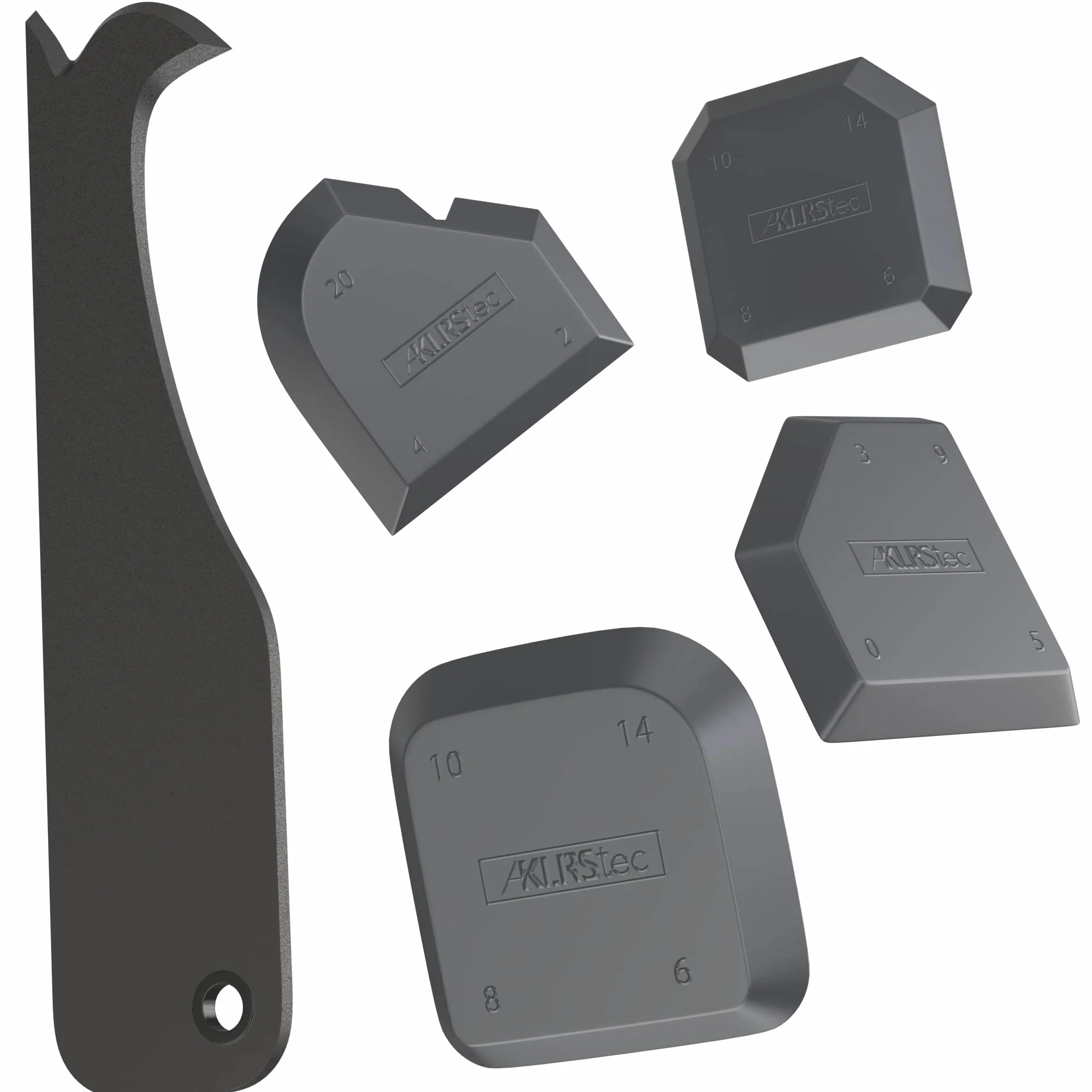 KLRStec Premium spatola per silicone - Set completo di rimozione e rinnovo del silicone, 4 cazzuole per fughe con 15 forme e dimensioni diverse - Set di utensili per fughe
