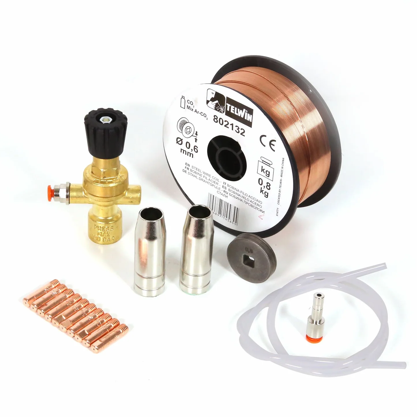 Telwin 802147 Kit Saldatura Acciaio Bombola a Perdere per Mig-Mag, 0.1 V, Multicolore, Acciaio - a perdere