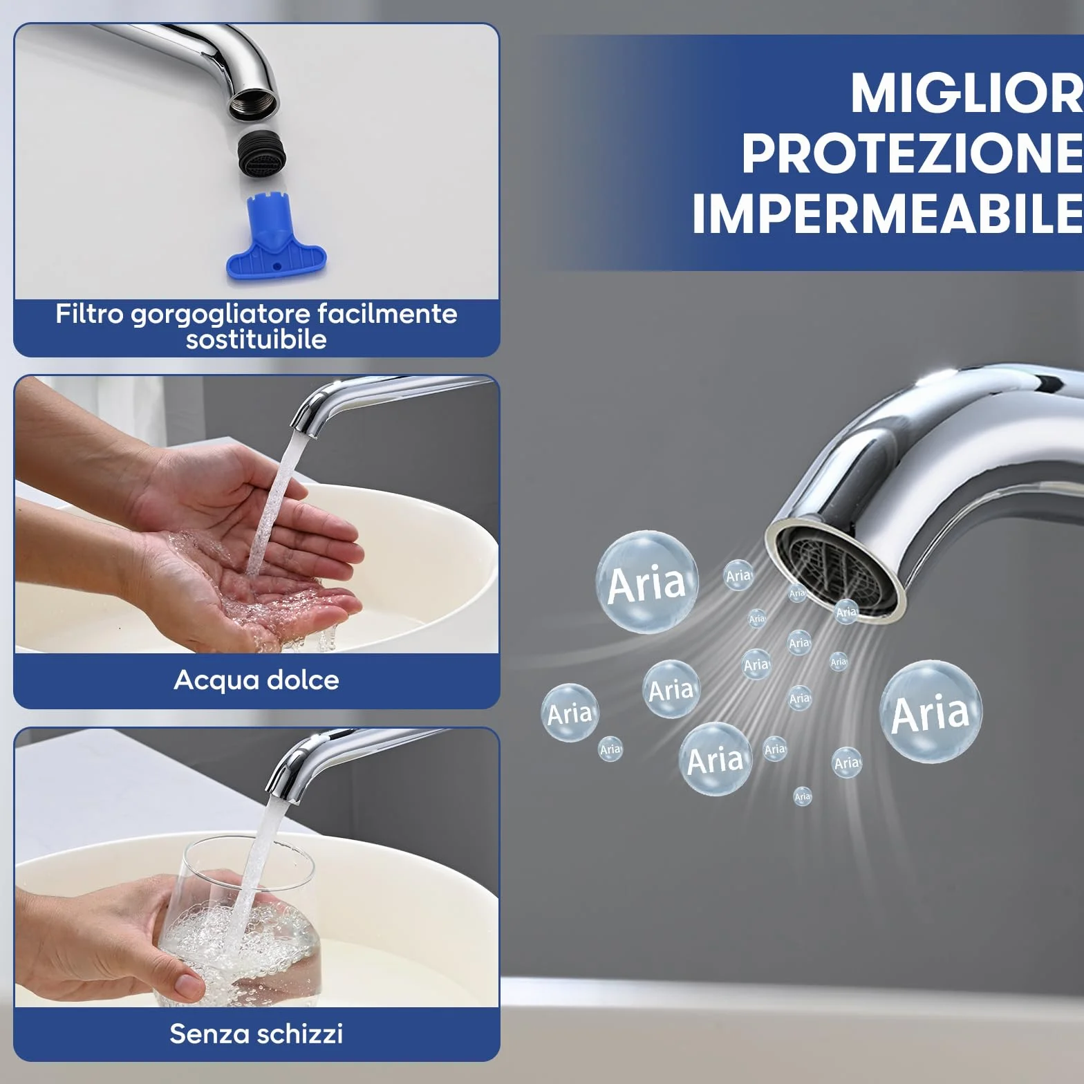 Miscelatore Lavabo Alto, BuntHaus Rubinetto Monocomando Bagno, Rubinetti Lavabo da Appoggio per Calda e Fredda Regolabile, Miscelatore Aeratore a Risparmio Idrico, Cromato
