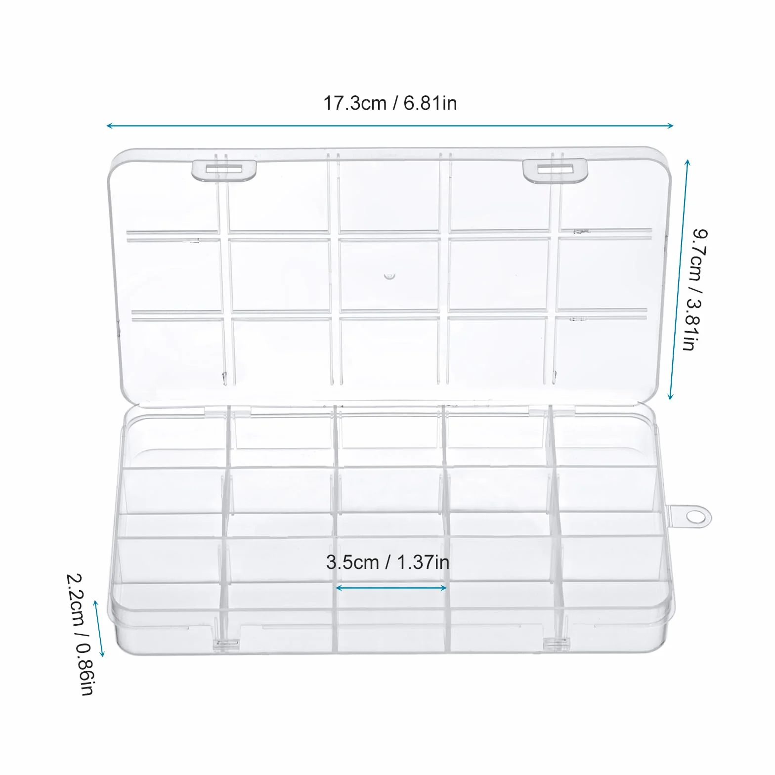 Scatole Plastica con Coperchio 2 Pezzi 15 Scomparti Porta Oggetti