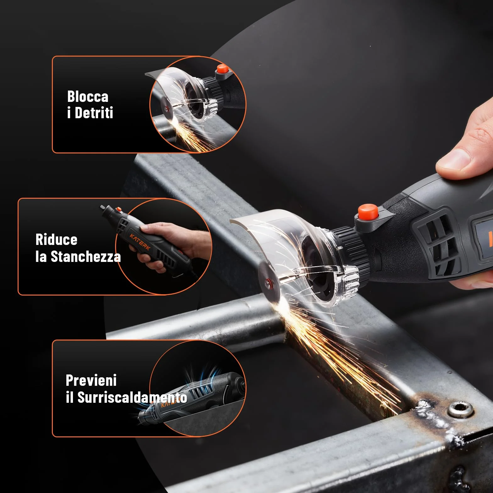 Katerk Utensile Multifunzione Rotativo 160W, Kit 155 Pezzi con Albero Flessibile, Velocità Variabile 35000 PRM