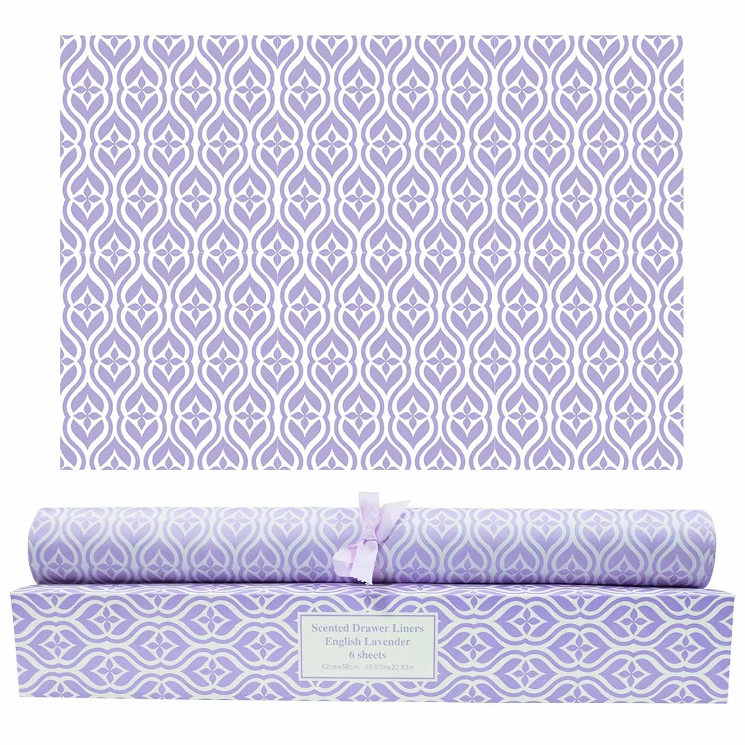 SCENTORINI Carta Profumata per Cassetti, Aroma di Lavanda, per Cassetti Fodere per Armadi per Profumare i Vestiti e Decorare i Mobili，6 Fogli