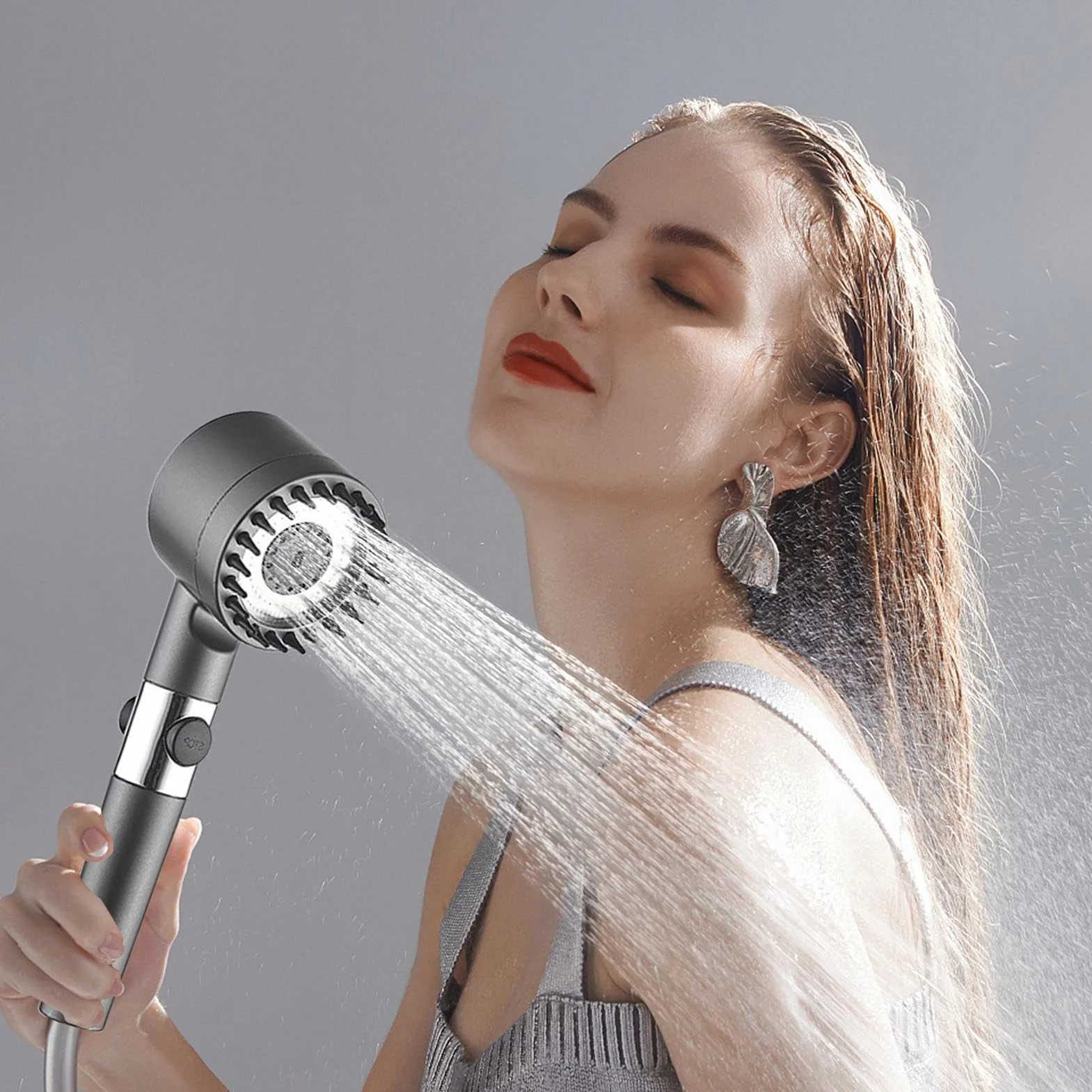 Soffione doccia ad alta pressione, soffione doccia ad alta pressione, 3 modalità di spruzzo, soffione doccia ad alta pressione, massaggio in silicone London, con per tubo