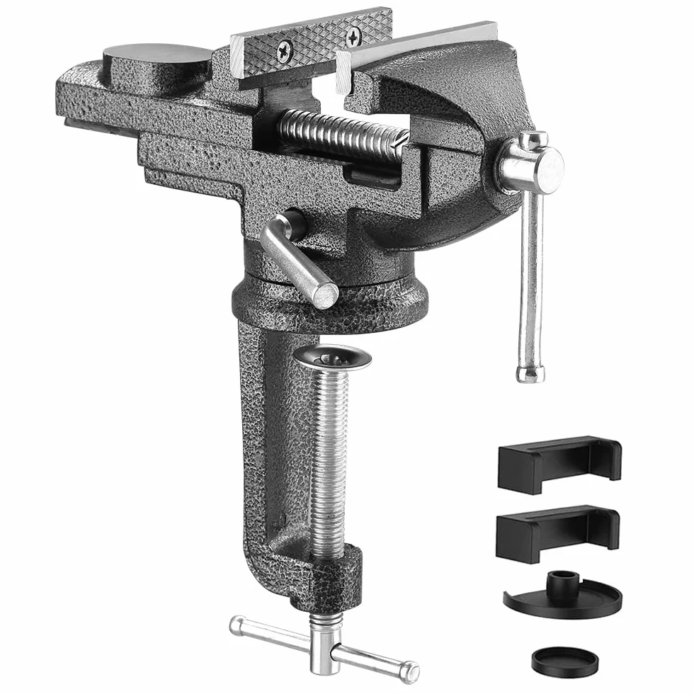 Teeno - Morsa da banco con larghezza della mascella 70 mm, morsa con base girevole a 360 gradi, materiale in acciaio fuso, potenza di serraggio 800 kg (70 mm)