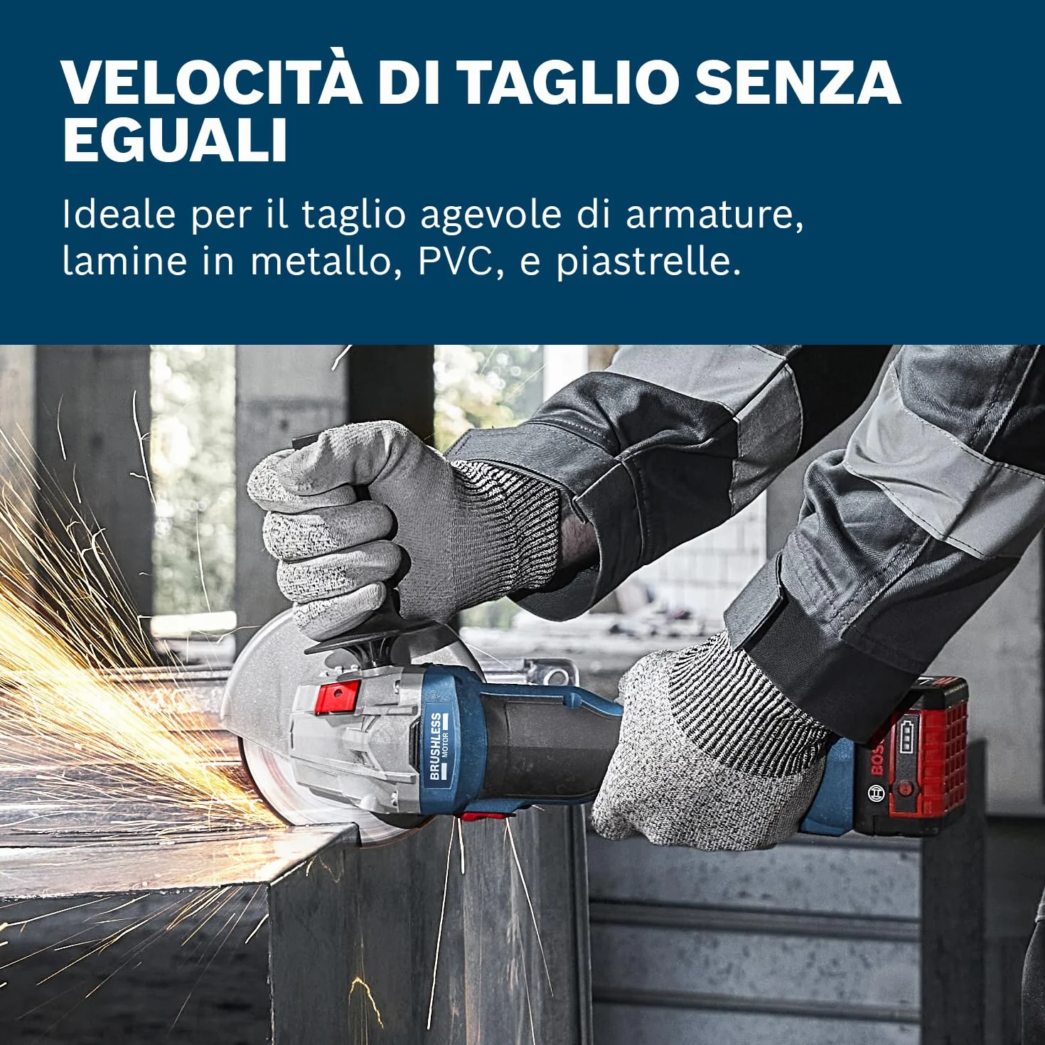 Bosch Professional 18V System Smerigliatrice angolare a batteria GWS 18V-8 (diametro disco 125 mm, senza batteria/caricabatteria)
