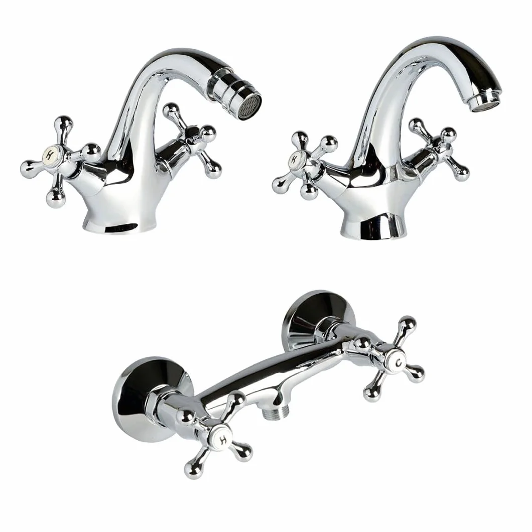 Kiamami Valentina - Rubinetteria Bagno Retro' Lavabo + Bidet + Esterno Doccia | Narciso