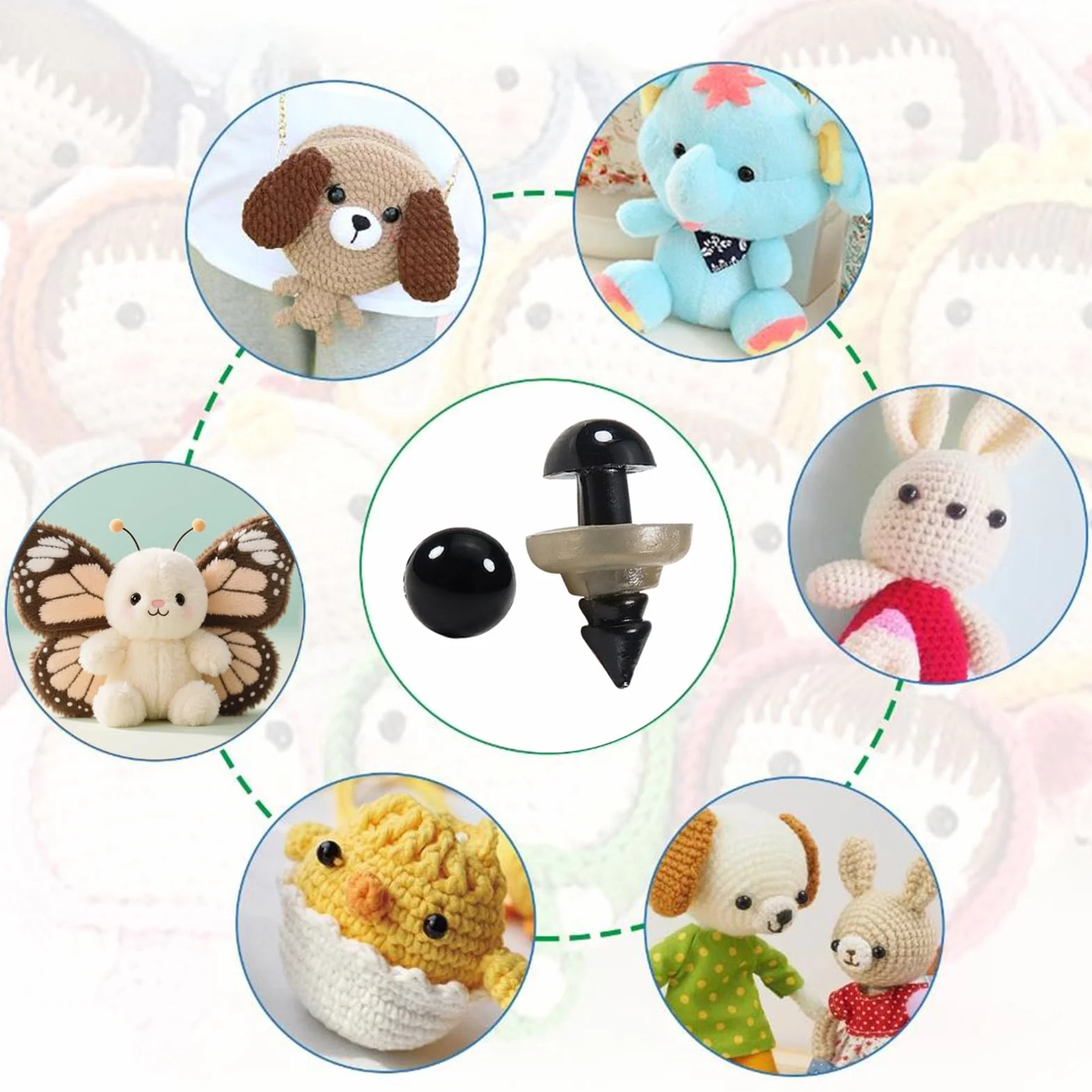 TOAOB 150 Pezzi Occhi di Sicurezza per Amigurumis con Rondelle 6 mm Nero Plastica Occhietti per Bambole Creazione Animale all'Uncinetto Pupazzi Creazione Artigianato Lavoretti