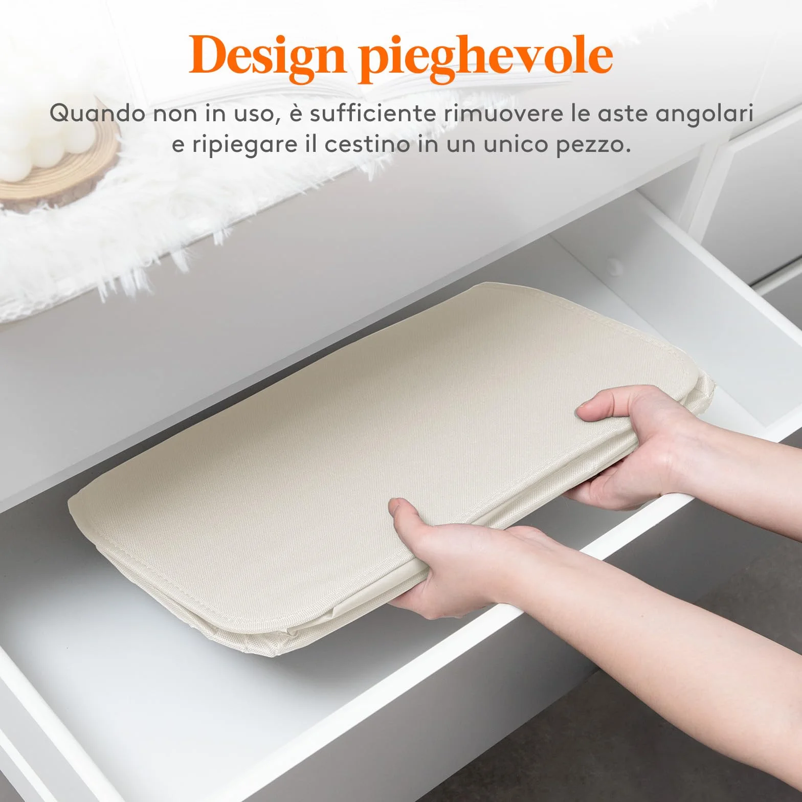 Lifewit Cesta Portabiancheria Salvaspazio con Coperchio, Cesto Biancheria Sporca Sottile con Manici, Portabiancheria Sporca Pieghevole per Camera da Letto, Bagno, Lavanderia, 65 L, Bianco