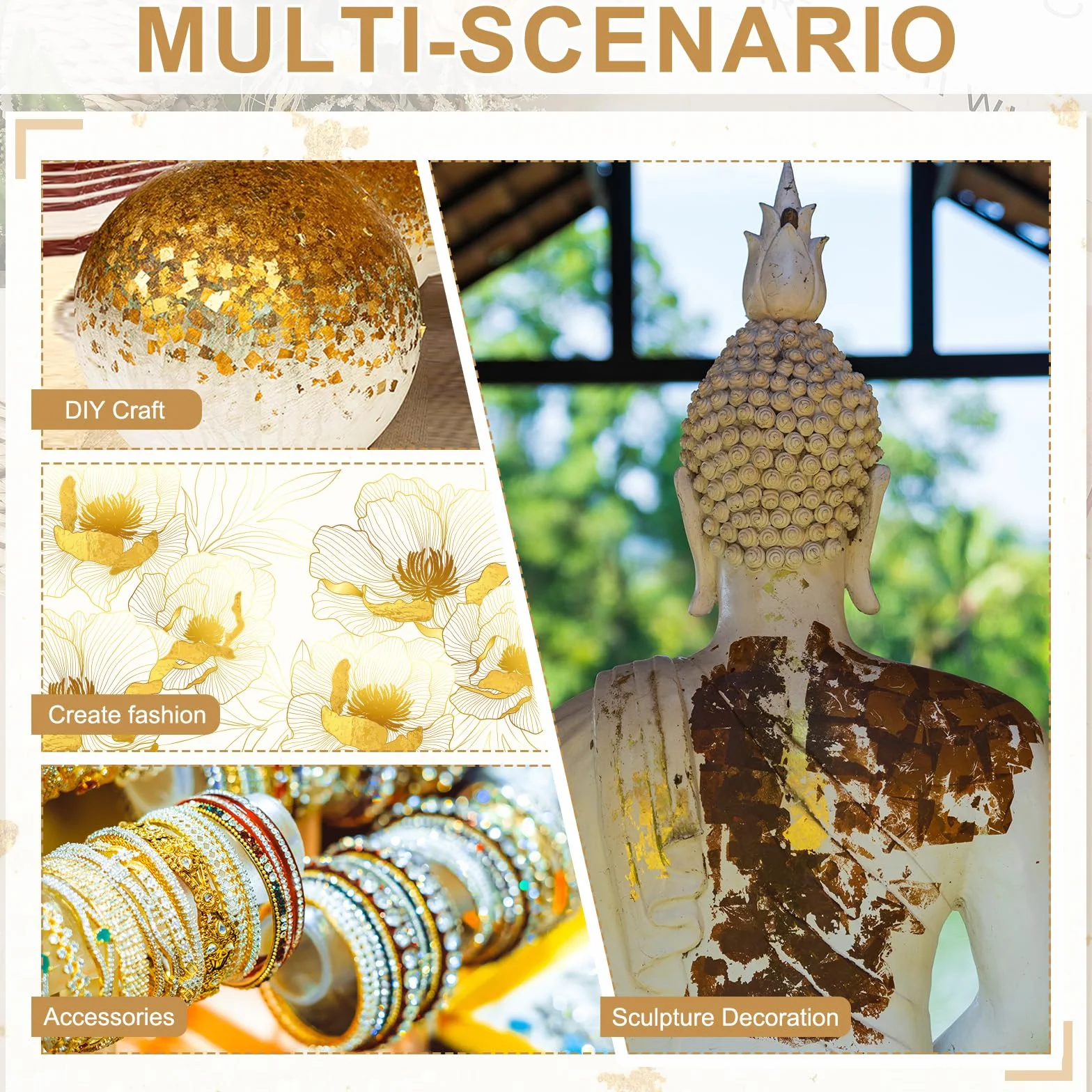 PATIKIL Foglia d'oro per Arte 8.5x9.5cm 100 Pezzi Carta Metallo Foglia Oro per DIY Artigianato Resina Mobili Smalti Dipinti Decorazione Casa Blu Verde