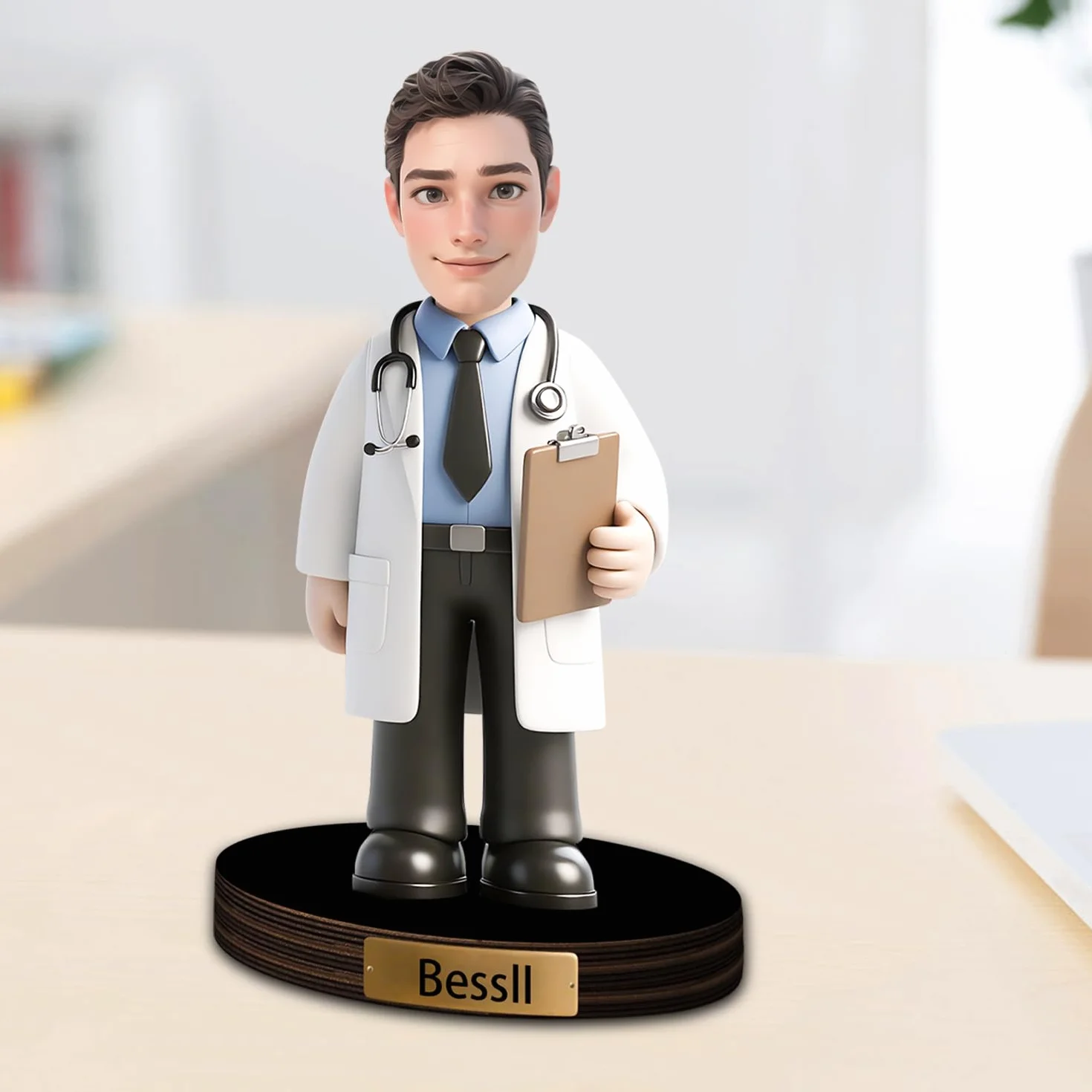 Personalizzato Medico Figurine Caricatura Ritratto Scrivania Nome Piatto Chirurgo Scrubs Scultura Ornamento Placca Acrilica Dottore Regalo Ufficio Tavolo