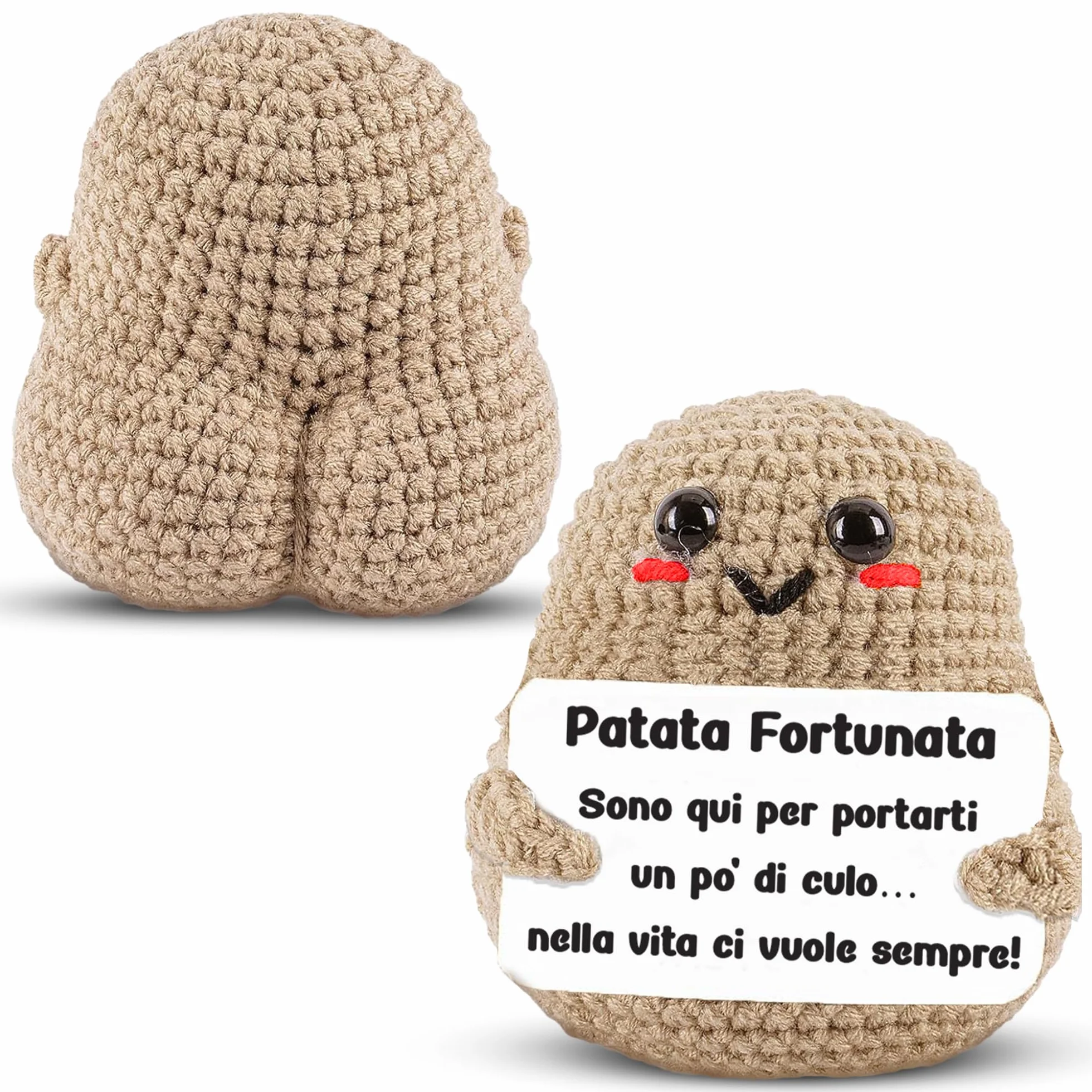 WELCOMAT Patata Portafortuna Positive Potato Mini Peluche Gadget Scrivania