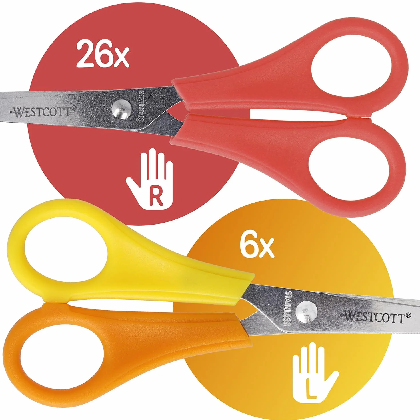 Westcott Forbici per bambini 32 pezzi in blocco di legno | Forbici con scala integrata da 5 cm | Forbici da bricolage 13 cm (5") ideali per le mani dei bambini | Punta arrotondata | 112TidyC 00