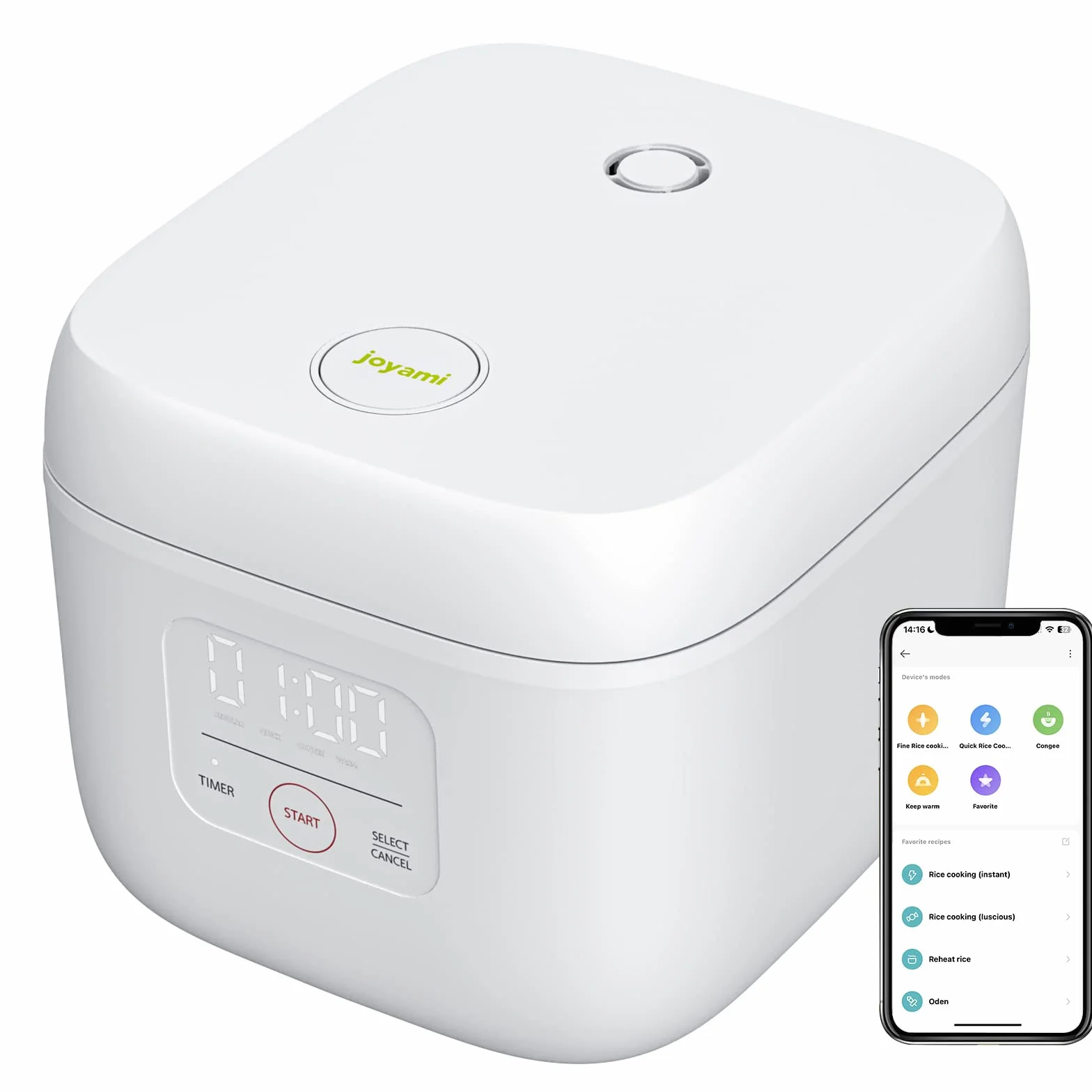 Joyami Mi Smart Couciriso intelligente Smart Rice Cooker 0.8L 3.5 Tazze Interno antiaderente per 6 ciotole Fino a 3 persone Mantenere caldo Modalità preimpostata