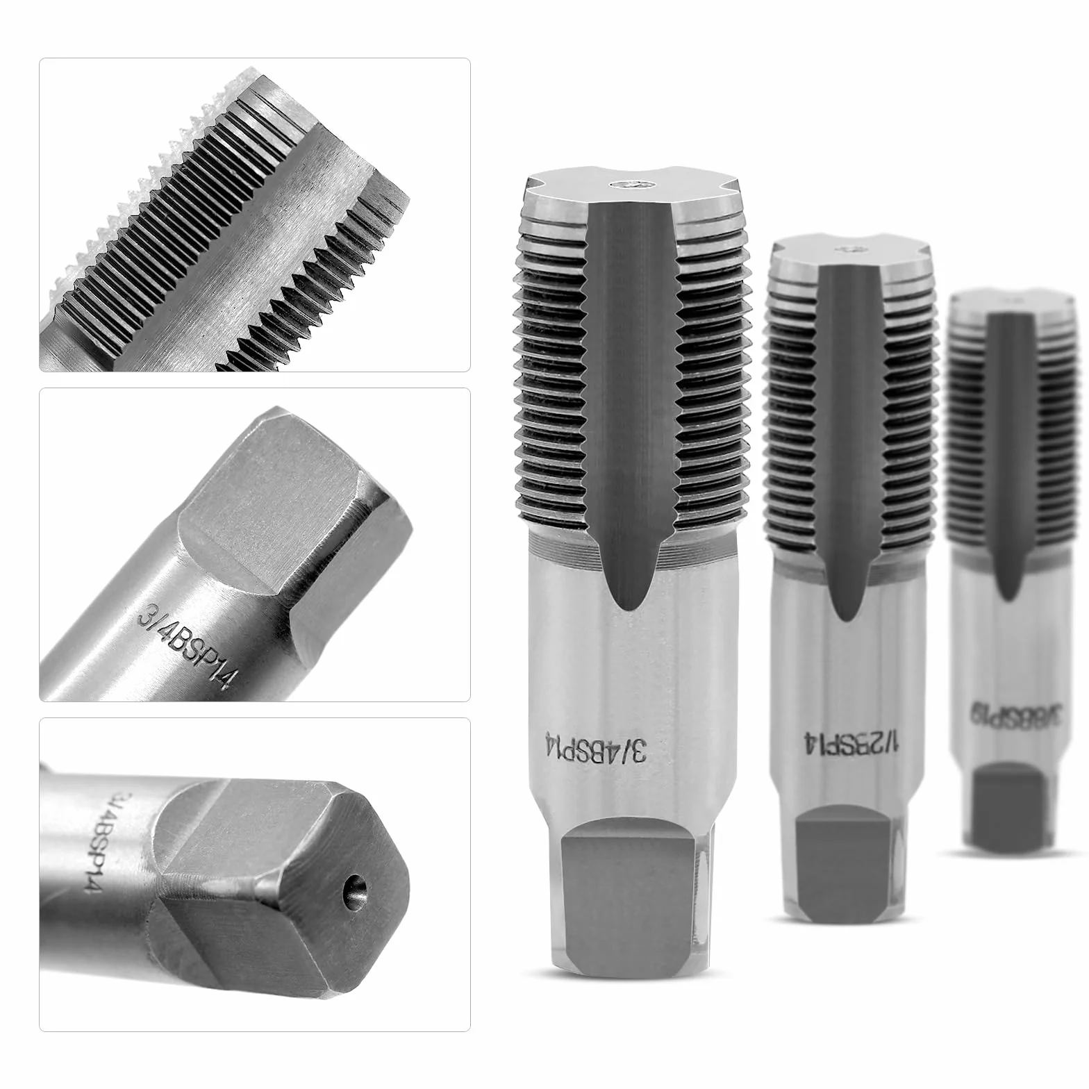 Set di 5 trapani per filettatura tubi BSP: 6,3 mm, 12,7 mm, 9,5 mm, 12,7 mm, 19 mm. Set di trapani per filettatura professionale per riparazioni, con scatola