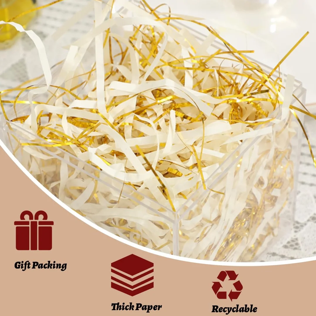 KOLZEMV 100 g di materiale di riempimento, carta velina, carta velina bianca, carta triturata per confezione regalo, materiale di riempimento per pacchetti, decorazione regalo festival, Bianco