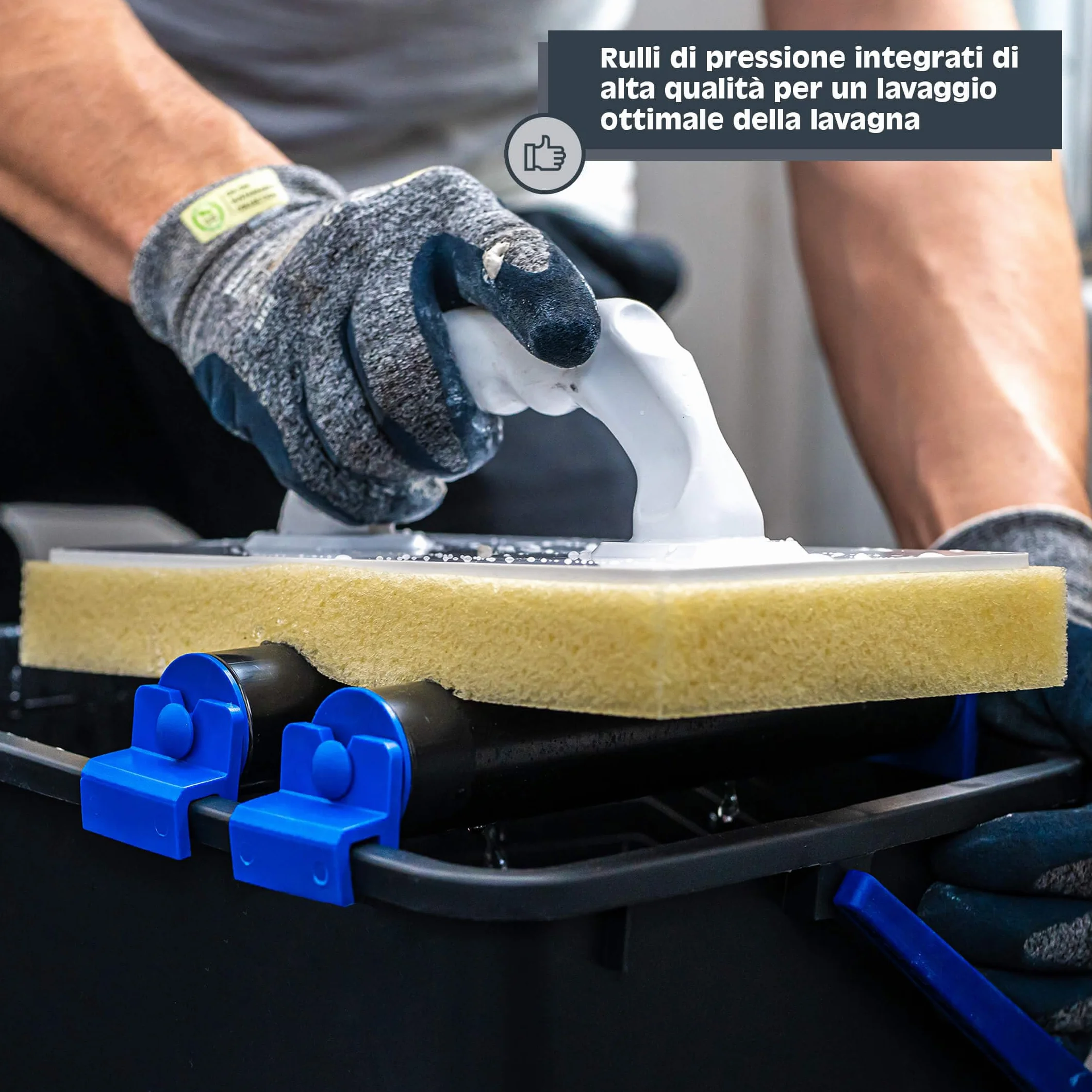 SET HELPMATE secchio in plastica da 12L idrospugna con rivestimento in gomma
