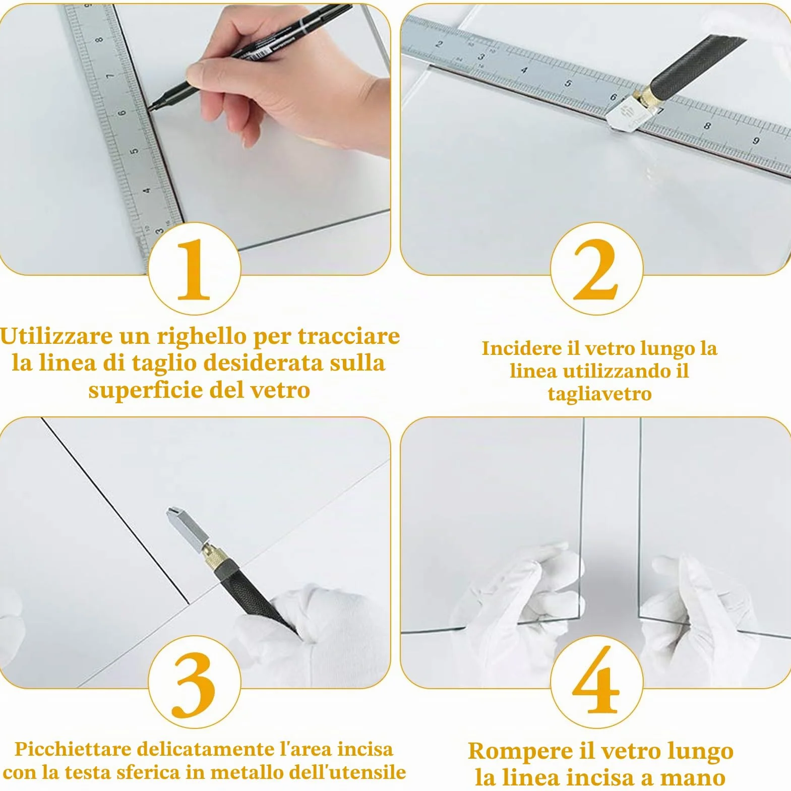 Taglierina in Vetro, Taglia Vetro Piastrelle, 5 Pezzi Strumento Tagliavetro, Testa da Taglio da 2 mm a 20 mm, Tagliavetro per Vetro, Glass Cutter per Vetro Piastrelle Specchio