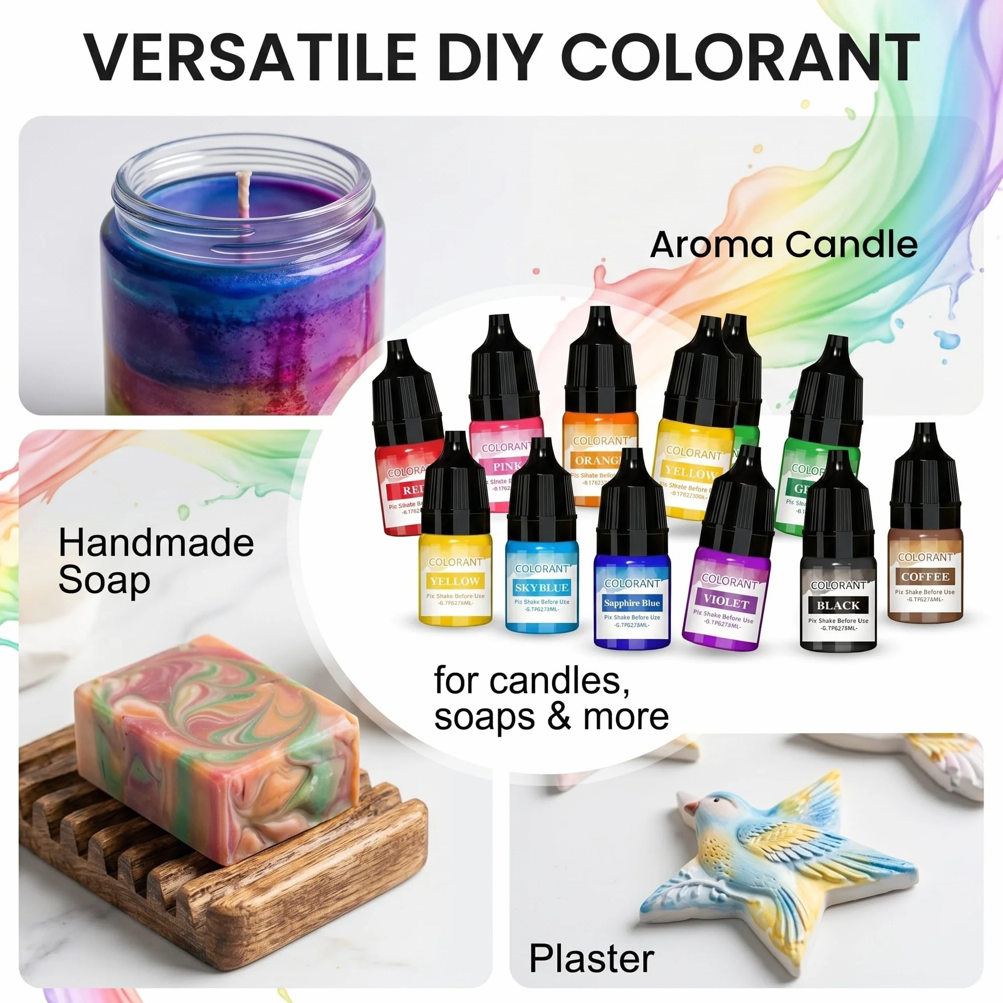 10 pezzi Candele Coloranti Coloranti per Cera di Candela Pigmenti colorati per polvere da colata Altamente Concentrato Coloranti per Cera per Candele Fai da Te per la produzione tintura