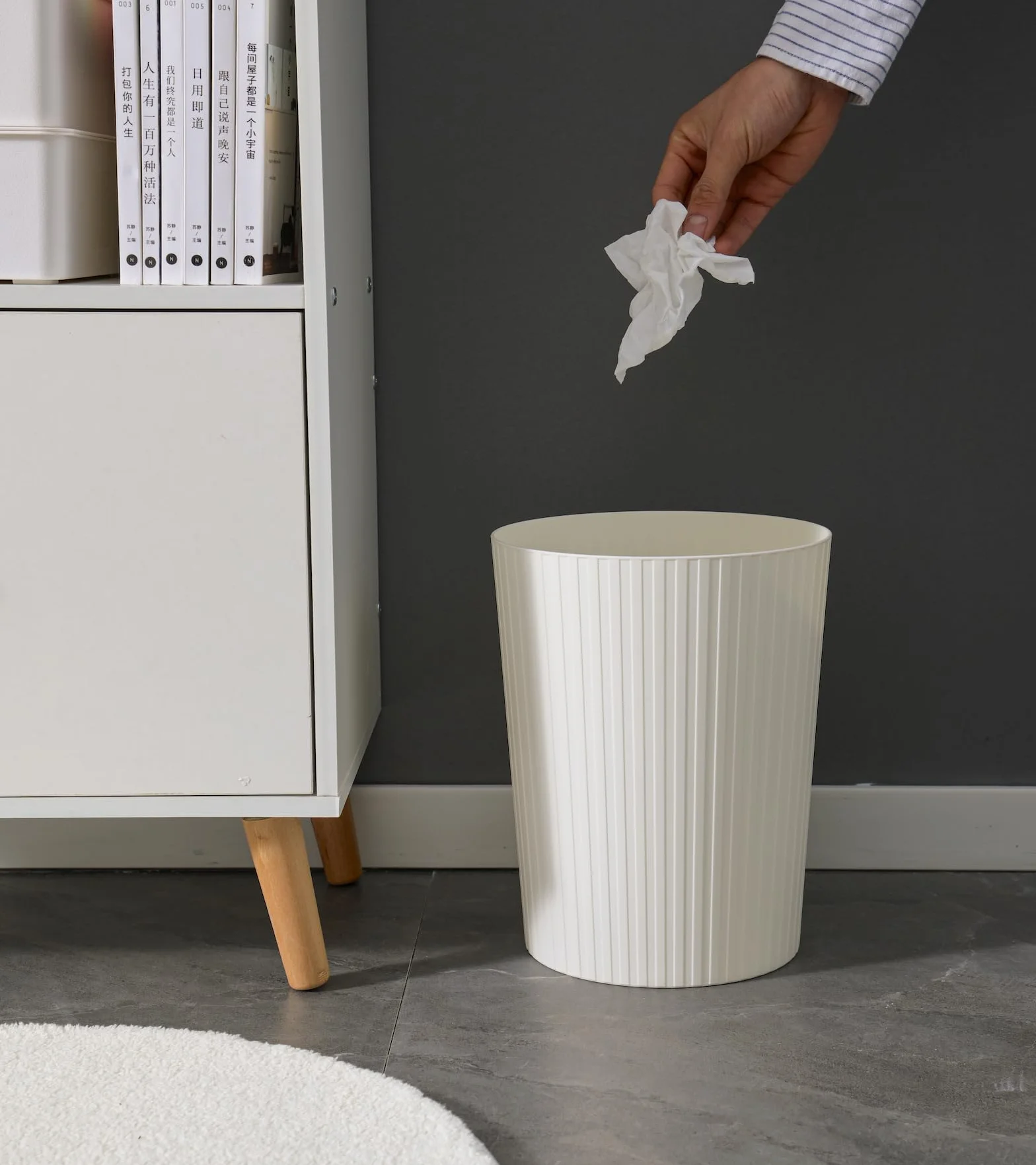 Cetomo 7.2L*3 Cestini per la Carta, Cestino per la Spazzatura di Plastica, Piccoli Cestini, Cestino Rotondo per Rifiuti per Cucine, Opaco, Apertura Superiore, Bianco, 7.2L (3 pezzi)